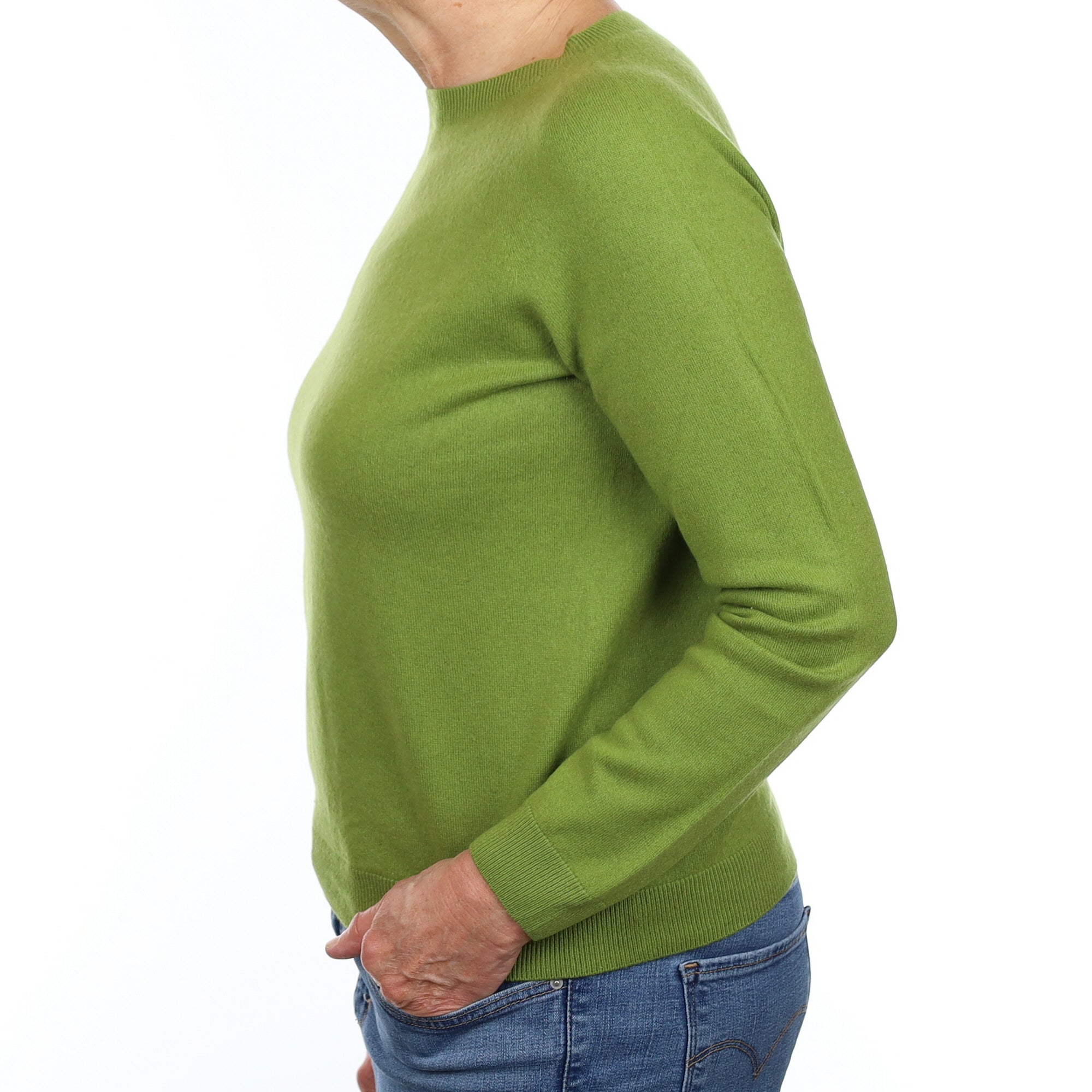 Fern Green Cashmere Crew Neck Jumper Medium