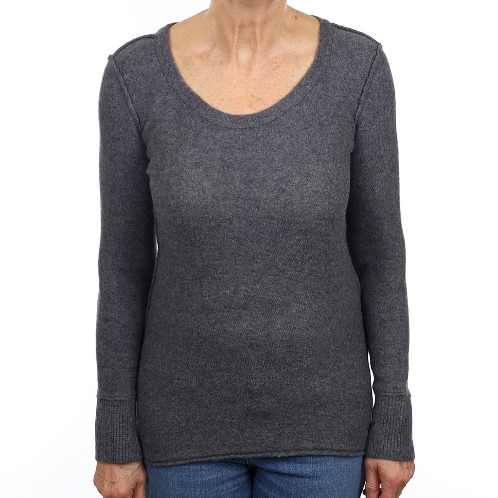 Slate Grey Cashmere Scoop Neck Jumper Medium