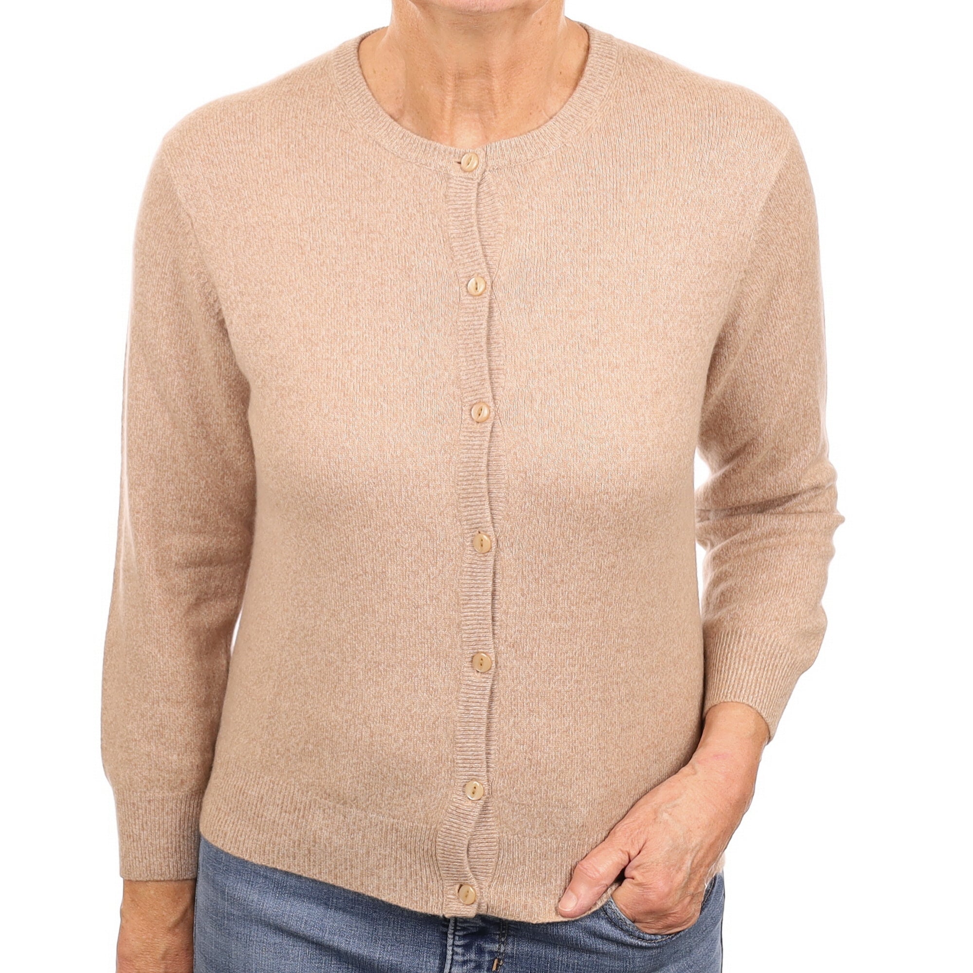 Biscuits Beige Cashmere Cardigan Medium