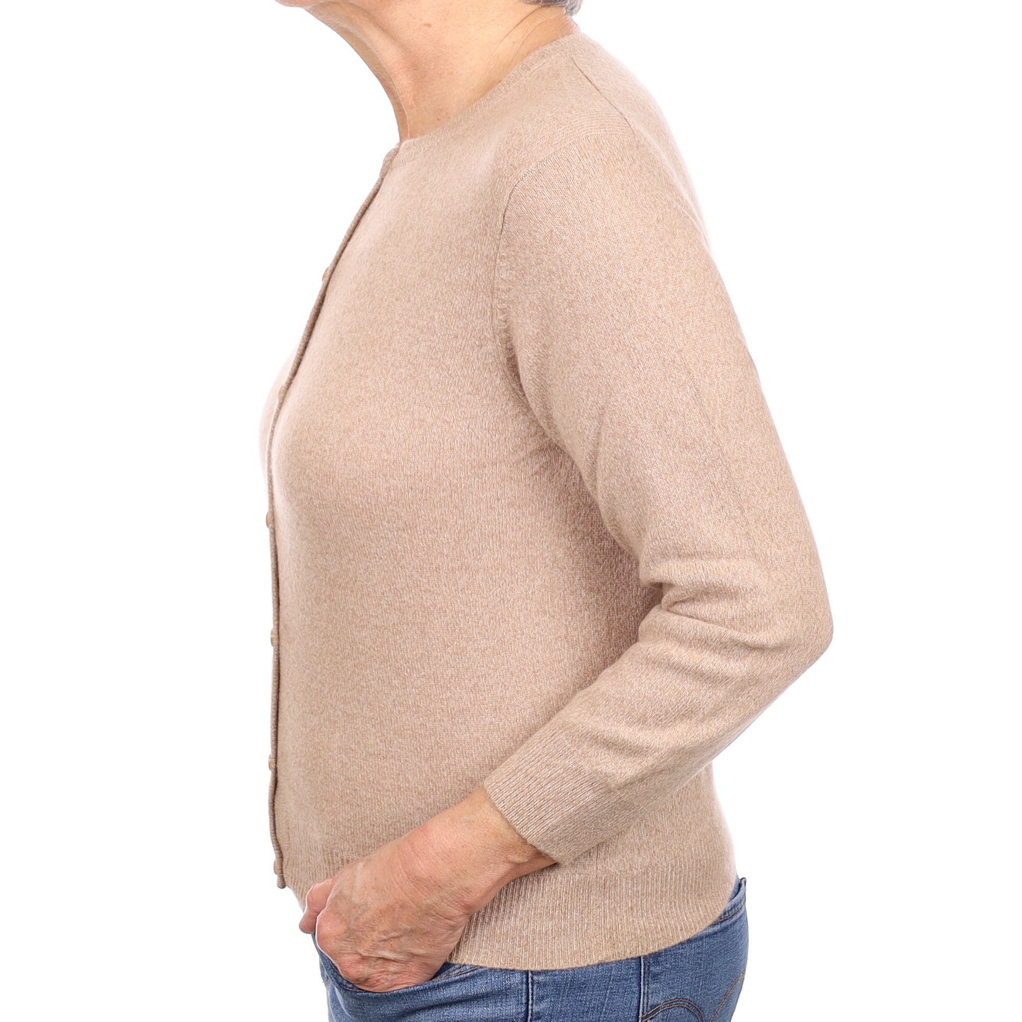 Biscuits Beige Cashmere Cardigan Medium