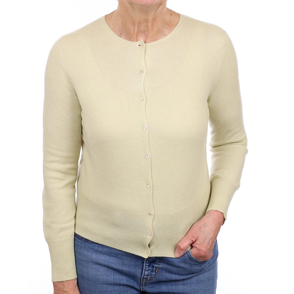 Soft Lime Cashmere Cardigan Medium