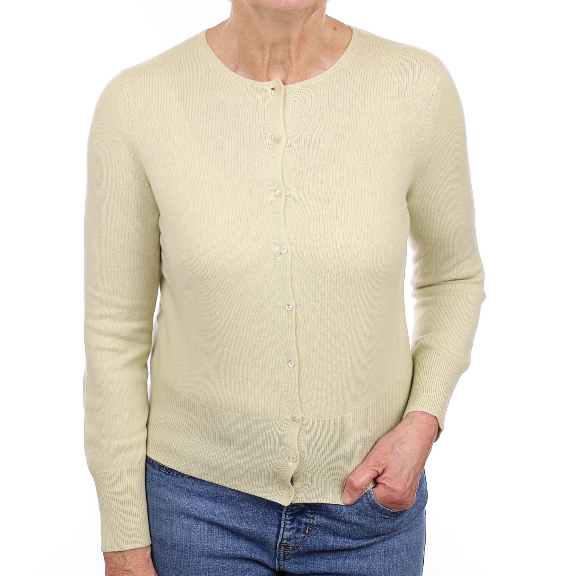 Soft Lime Cashmere Cardigan Medium