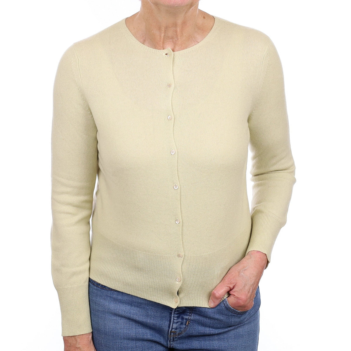 Soft Lime Cashmere Cardigan Medium