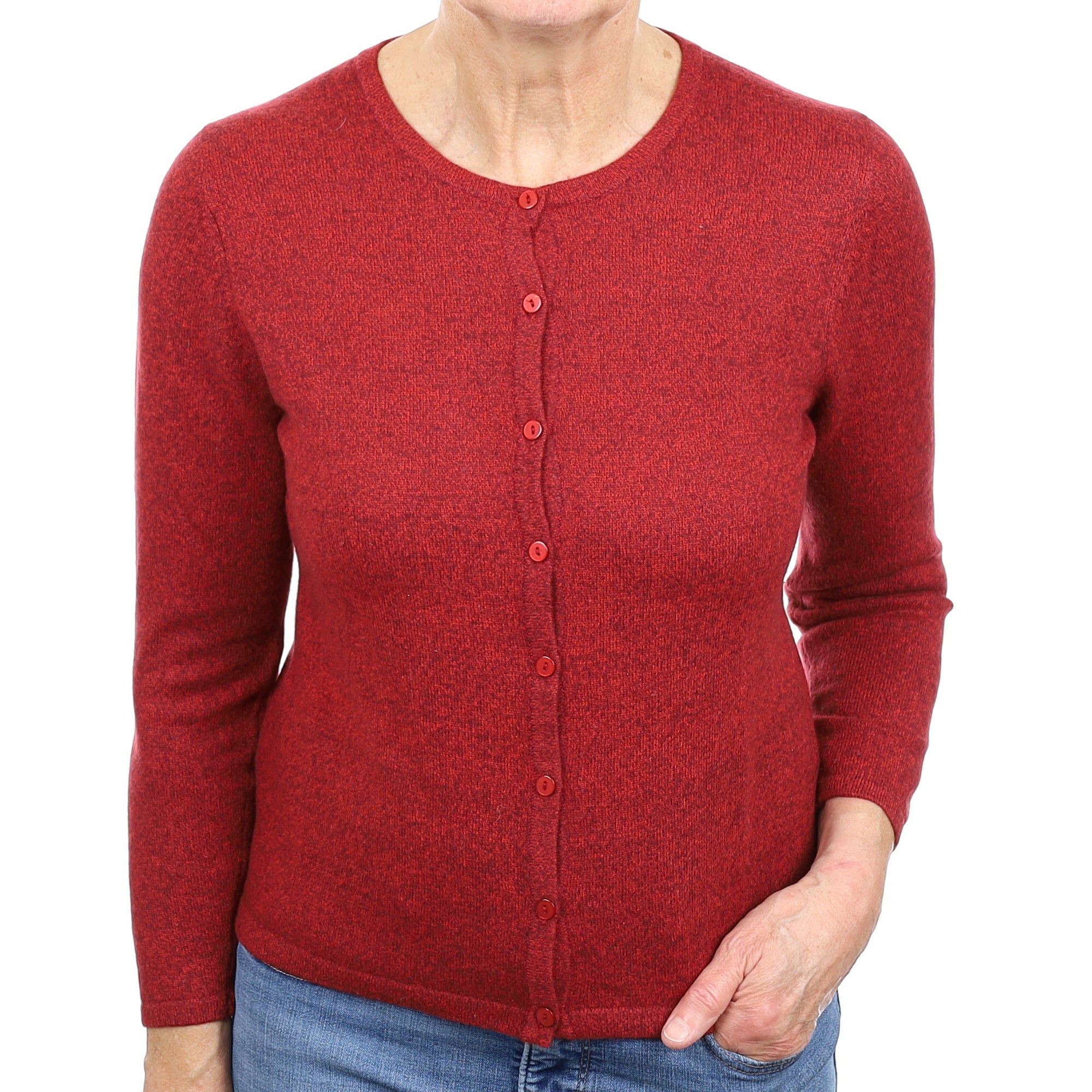 Brick Red Marl Cashmere Cardigan Medium
