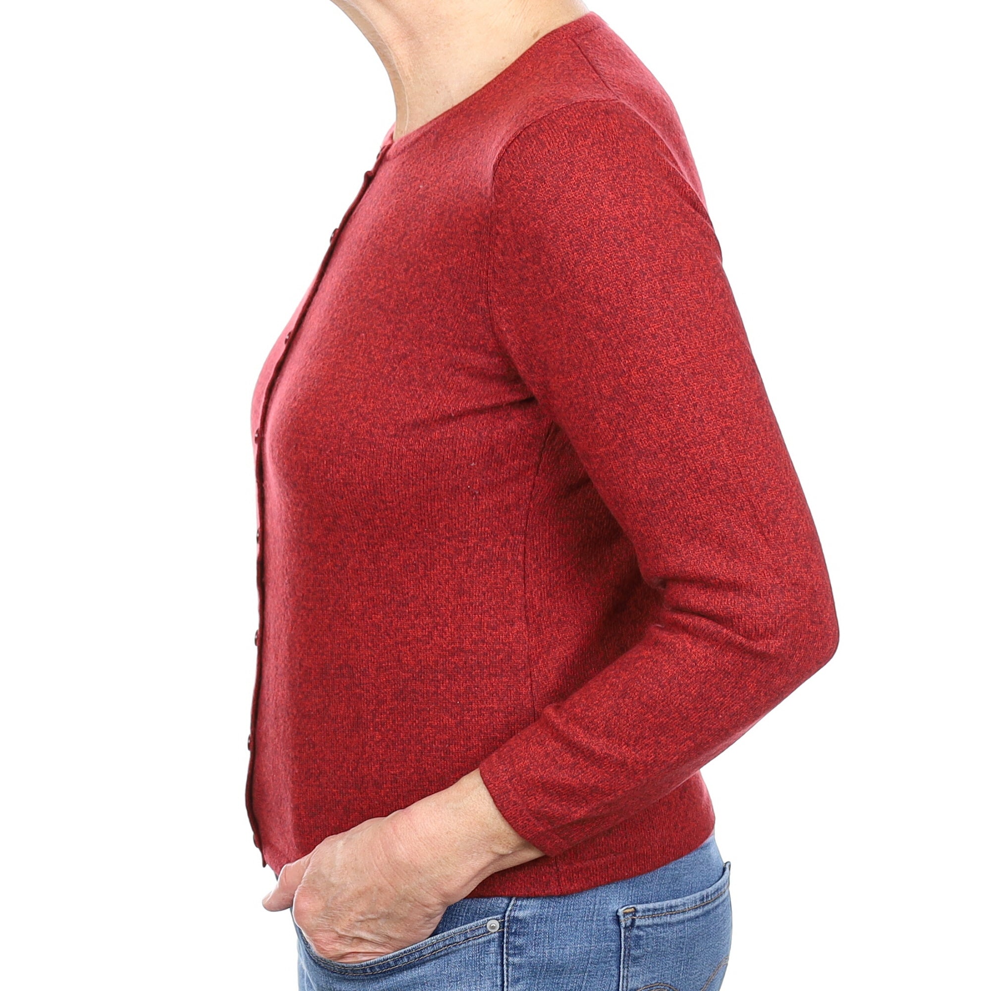 Brick Red Marl Cashmere Cardigan Medium
