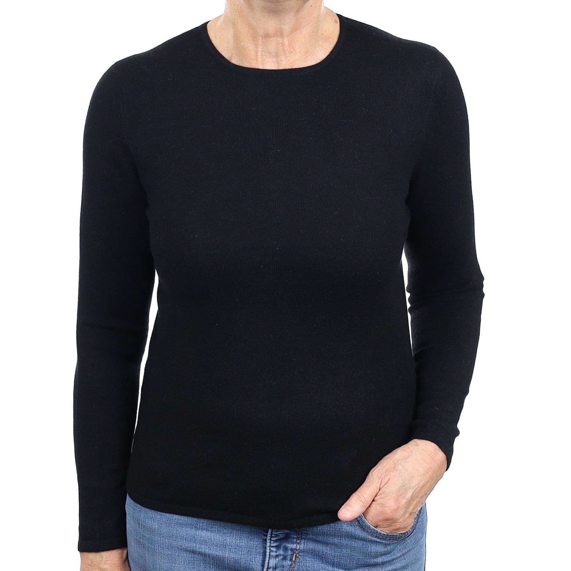 Black Cashmere Crew Neck Jumper Medium