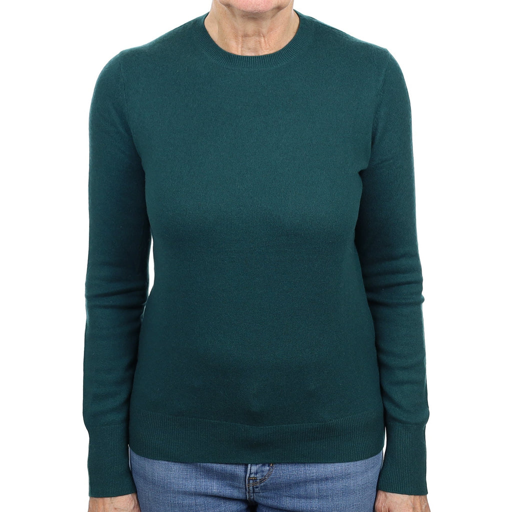 Forest Green Cashmere Crew Neck Jumper Medium