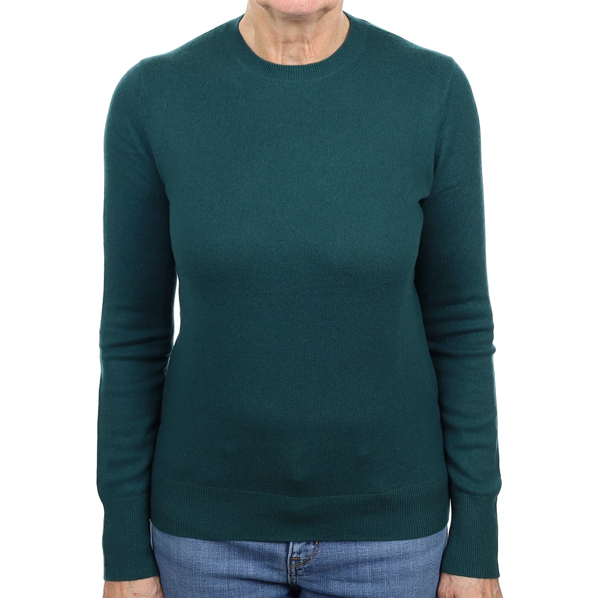 Forest Green Cashmere Crew Neck Jumper Medium