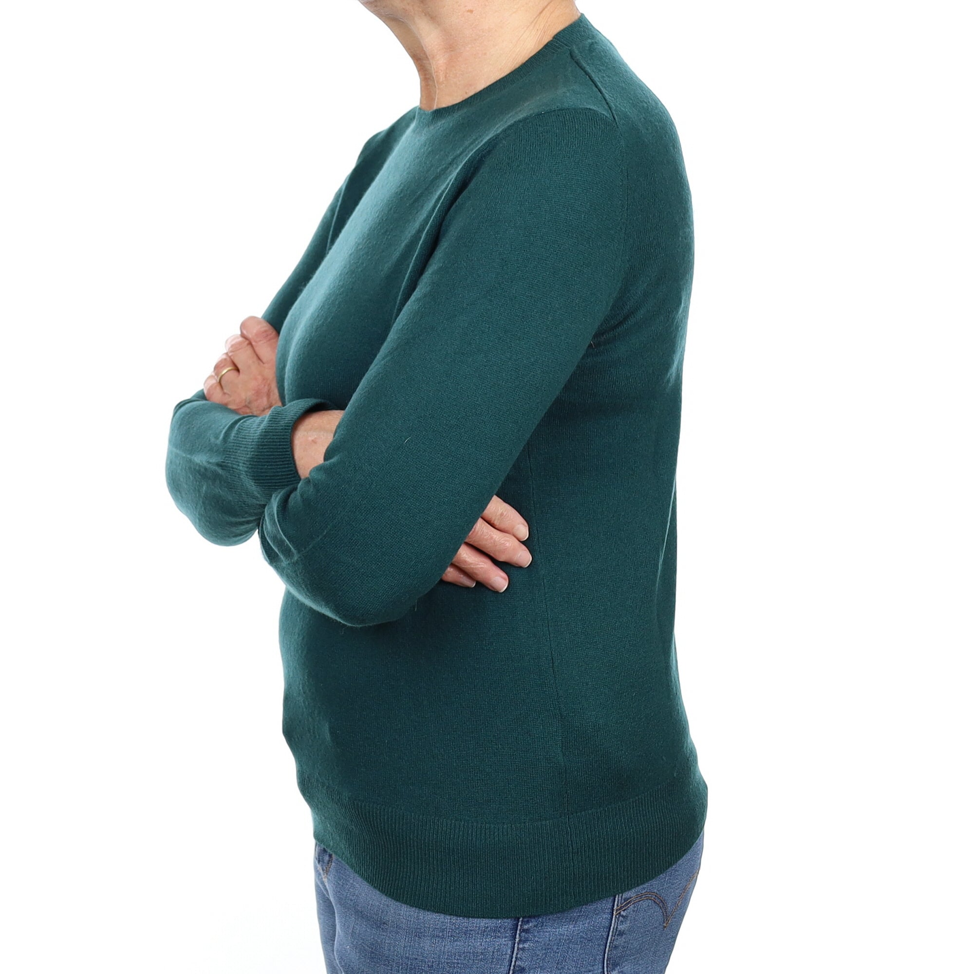 Forest Green Cashmere Crew Neck Jumper Medium