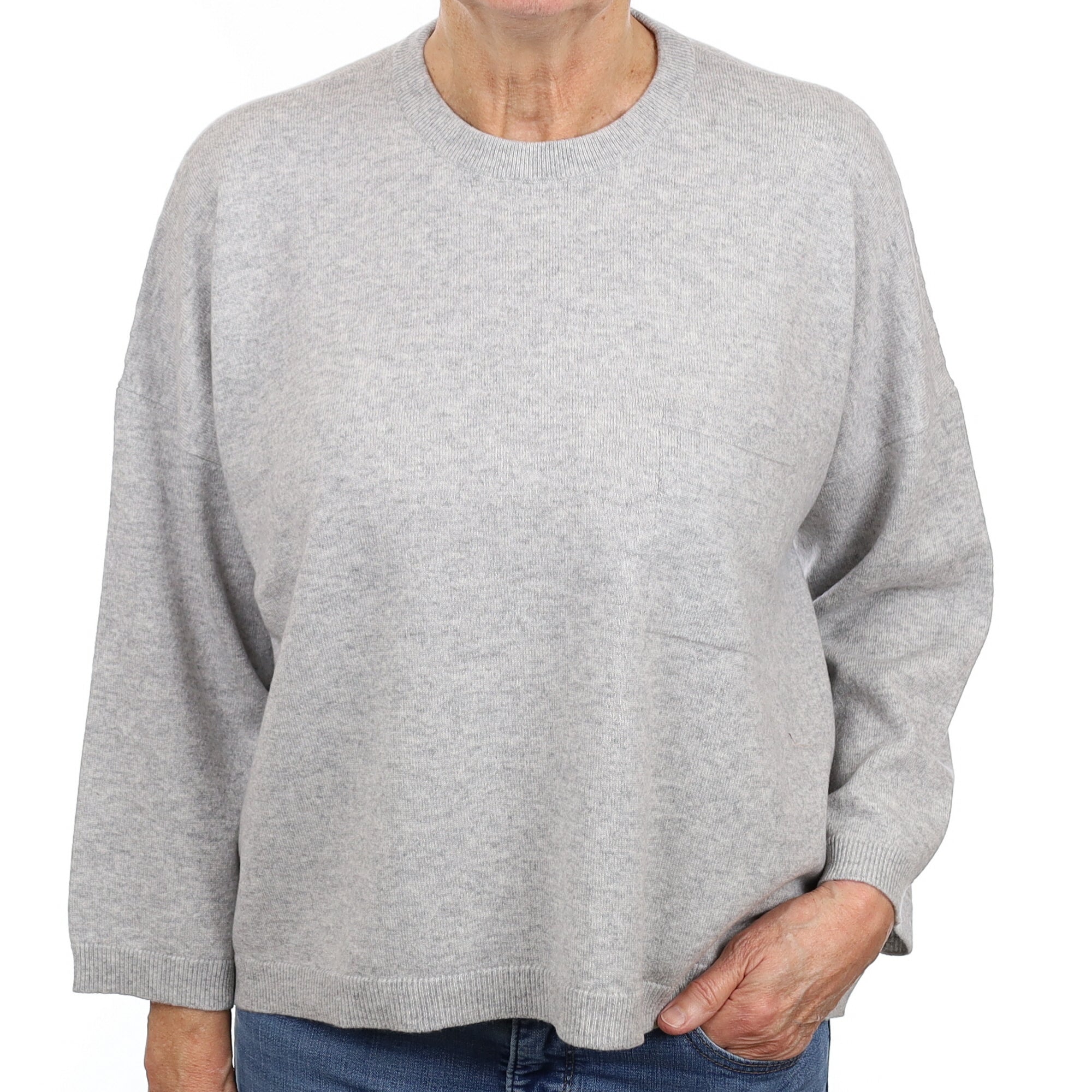 Brand New Scottish Smoke Grey Cashmere Slouchy Crew Neck Jumper Medium