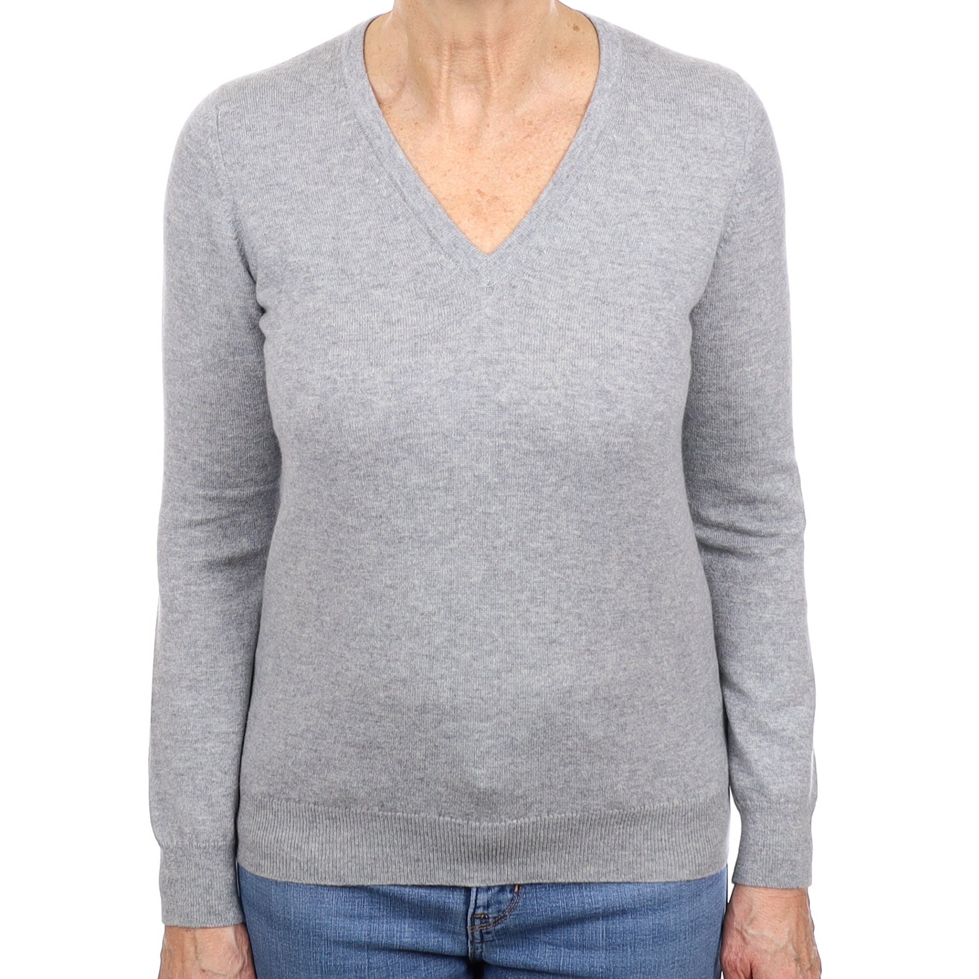 Brand New Scottish Smoke Grey Cashmere V Neck Jumper Medium