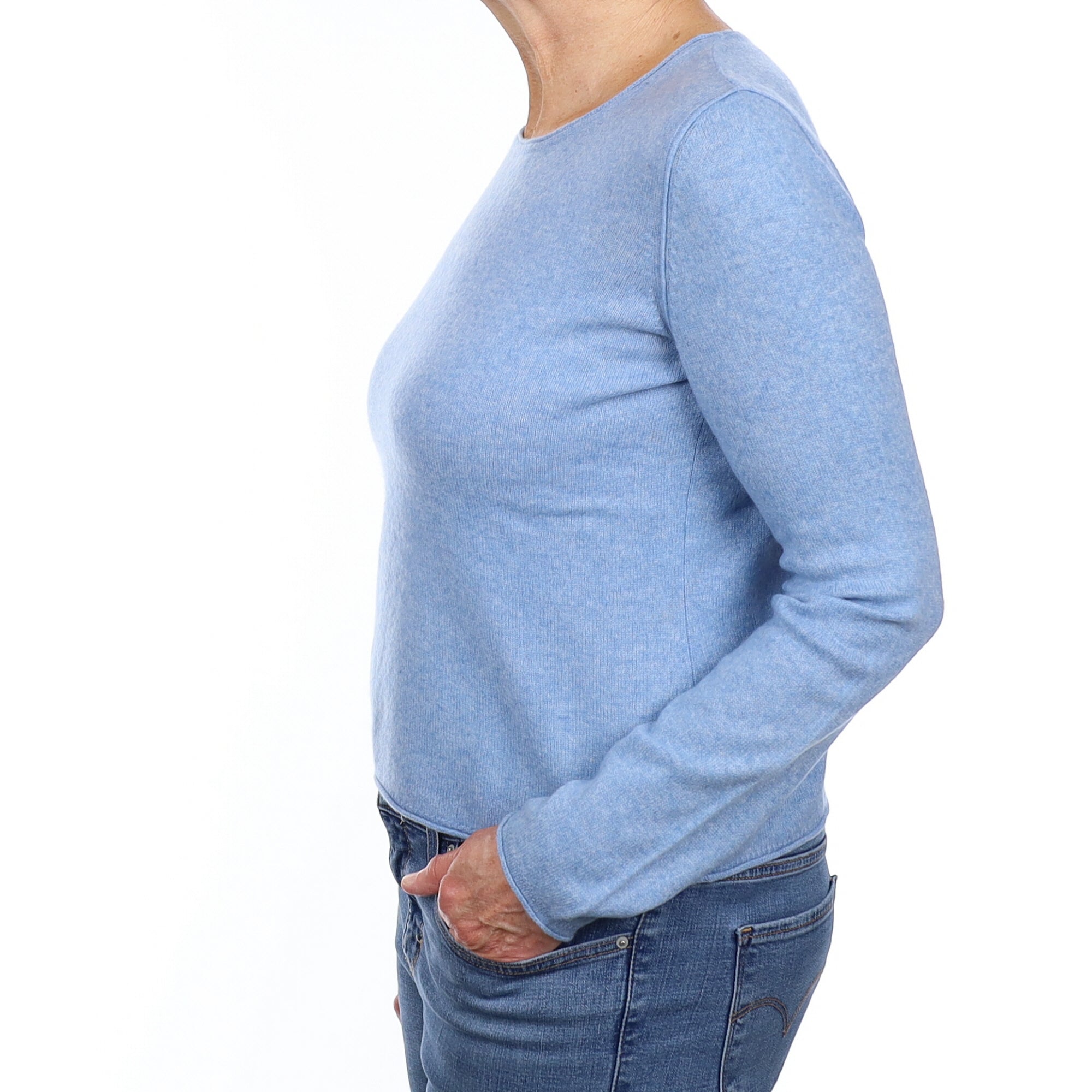 Sky Blue Cashmere Crew Neck Jumper Medium