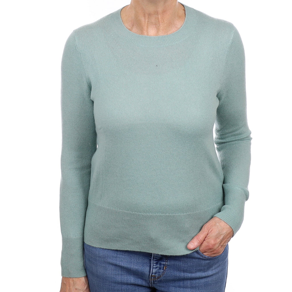Duck Egg Blue Cashmere Crew Neck Jumper Medium