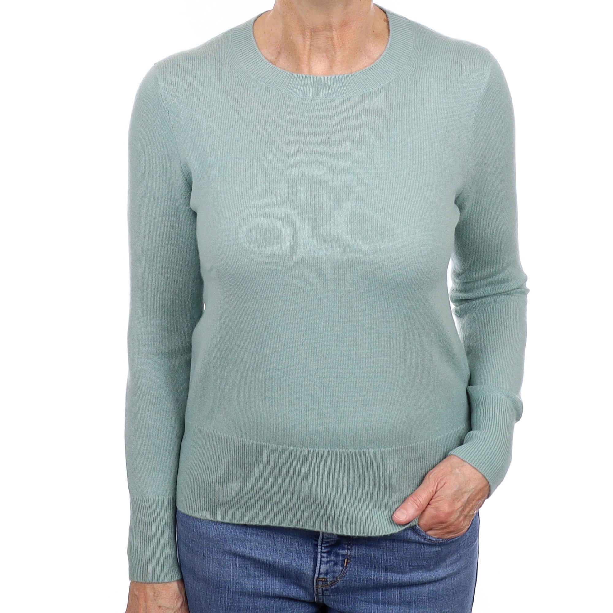 Duck Egg Blue Cashmere Crew Neck Jumper Medium