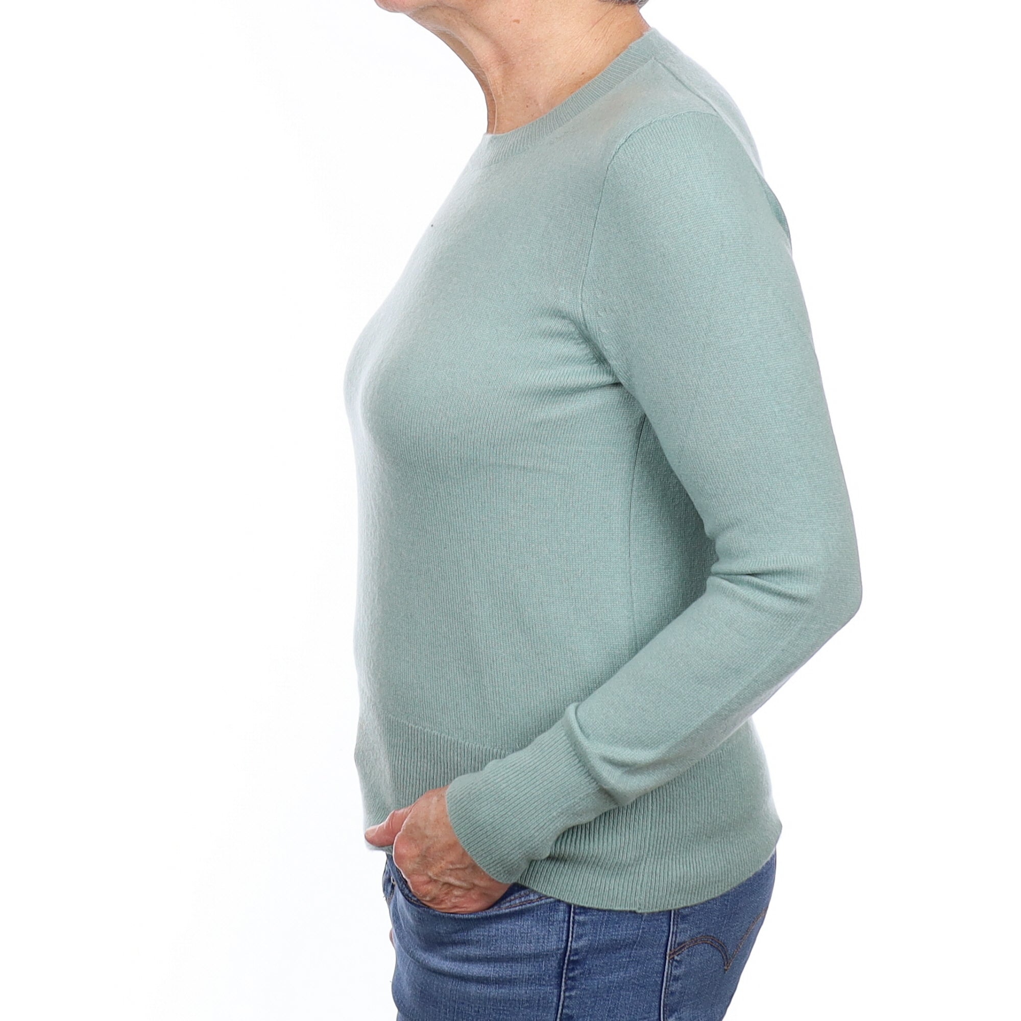 Duck Egg Blue Cashmere Crew Neck Jumper Medium