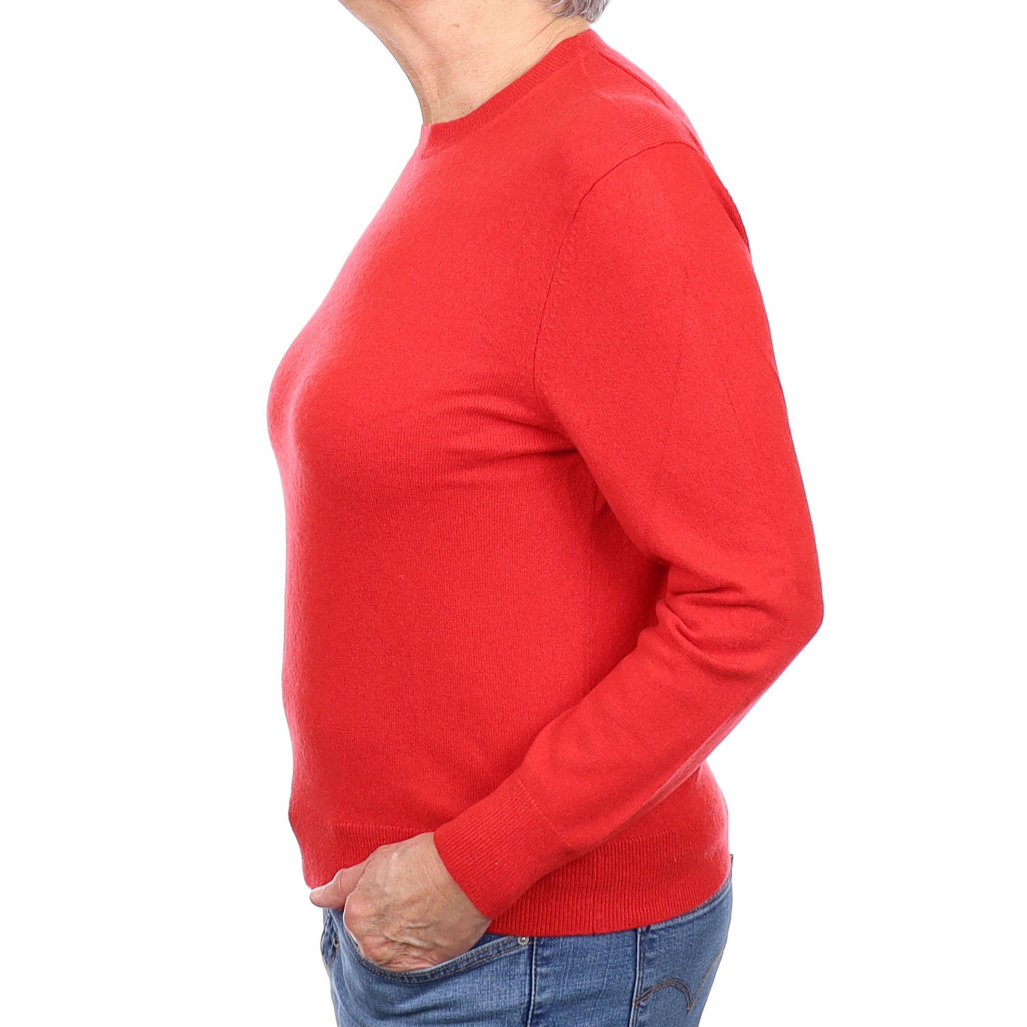 Tomato Red Cashmere Crew Neck Jumper Medium