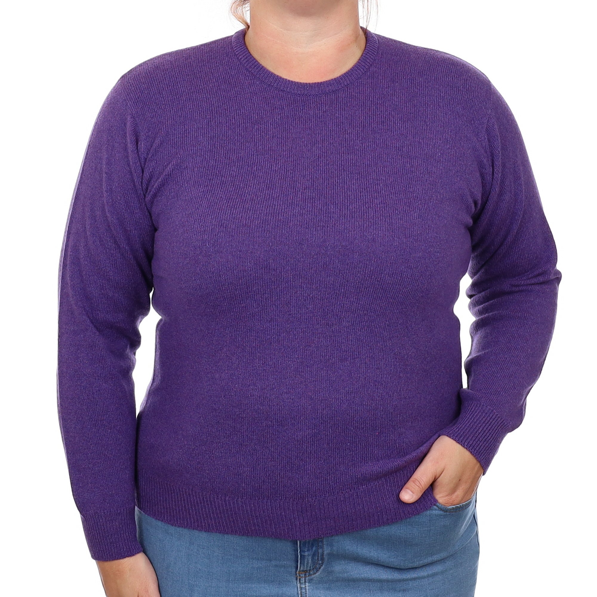 Brand New Scottish Amethyst Purple Cashmere Crew Neck Jumper Large