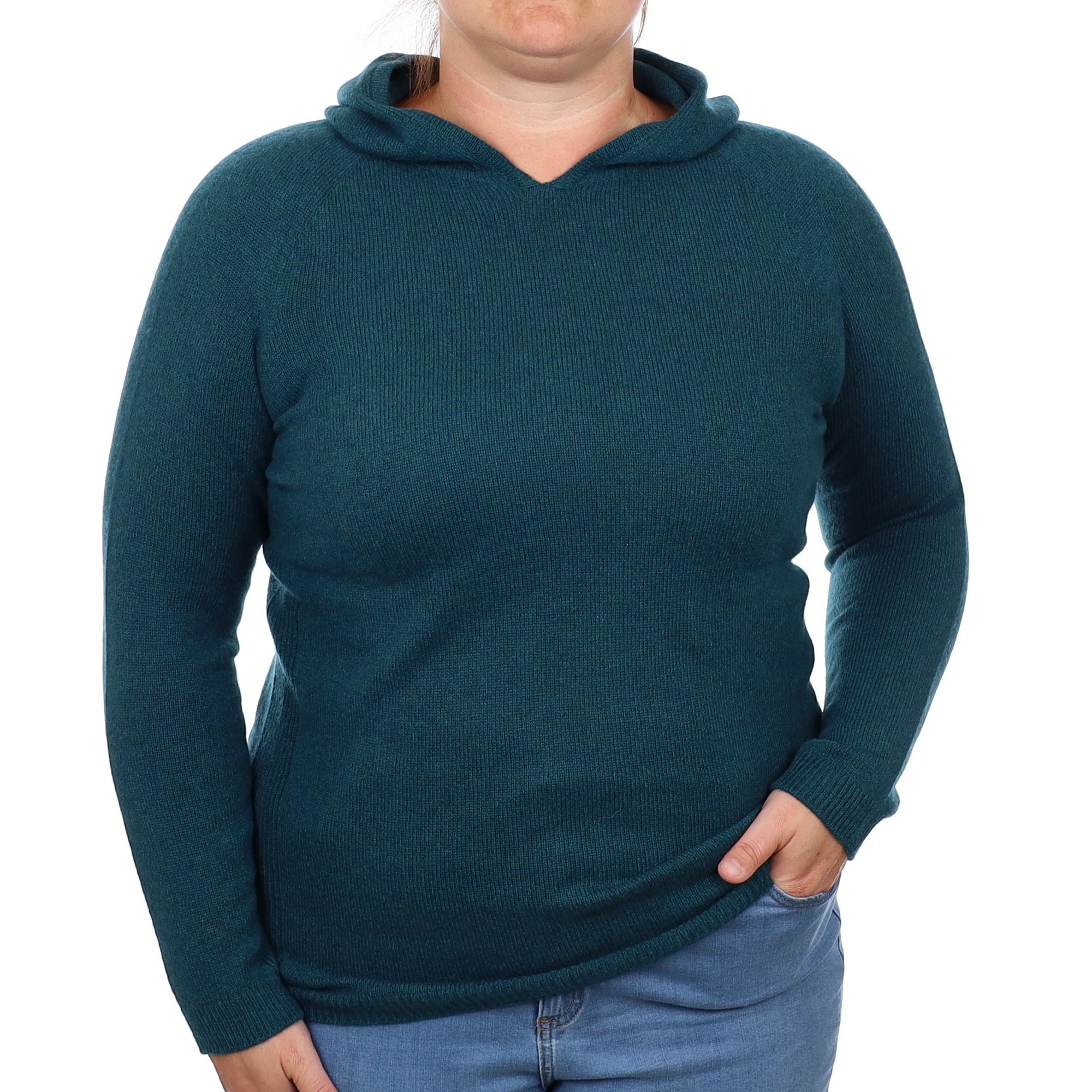 Brand New Scottish Forest Green Cashmere Hoodie Jumper Large