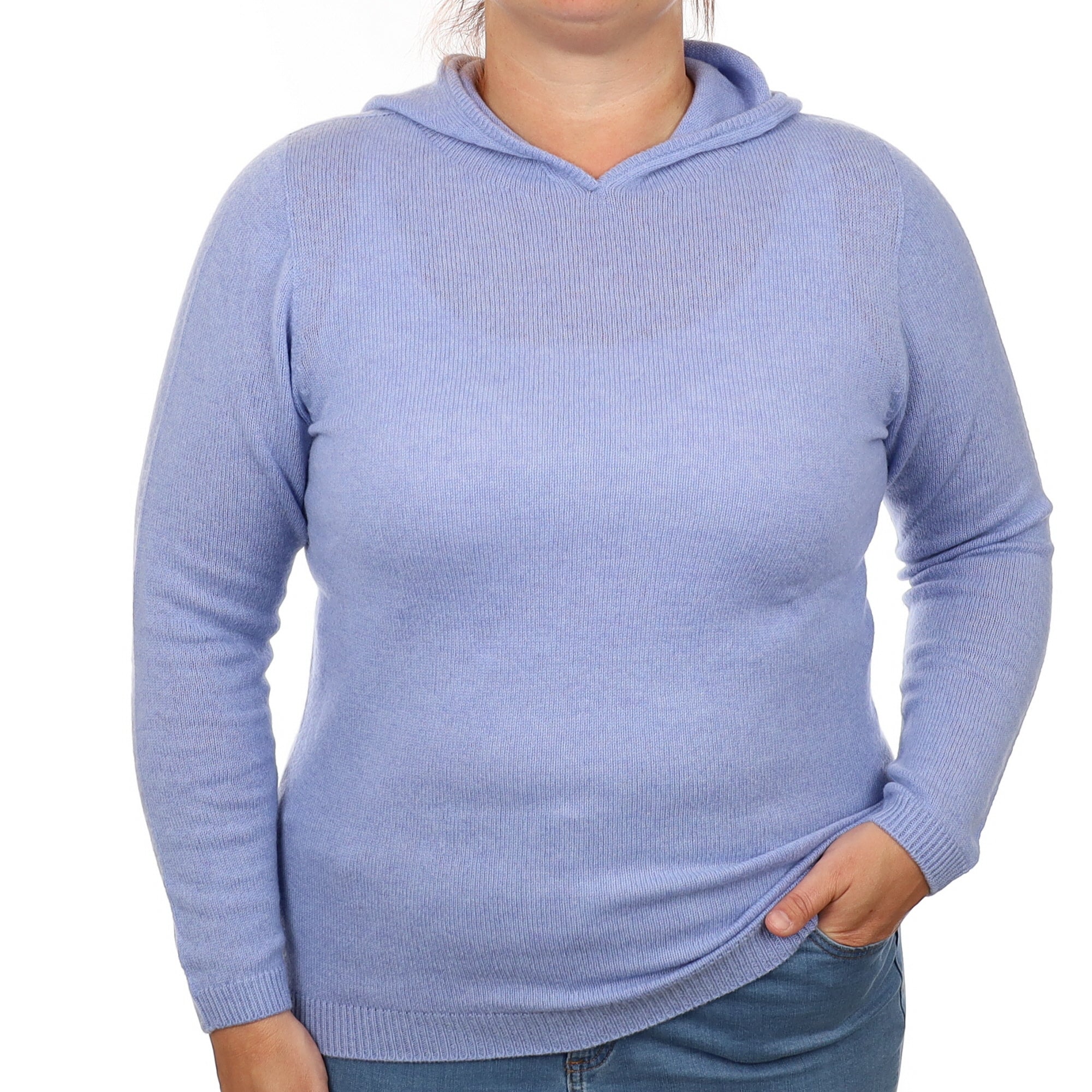 Brand New Scottish Sky Blue Cashmere Hoodie Jumper Large