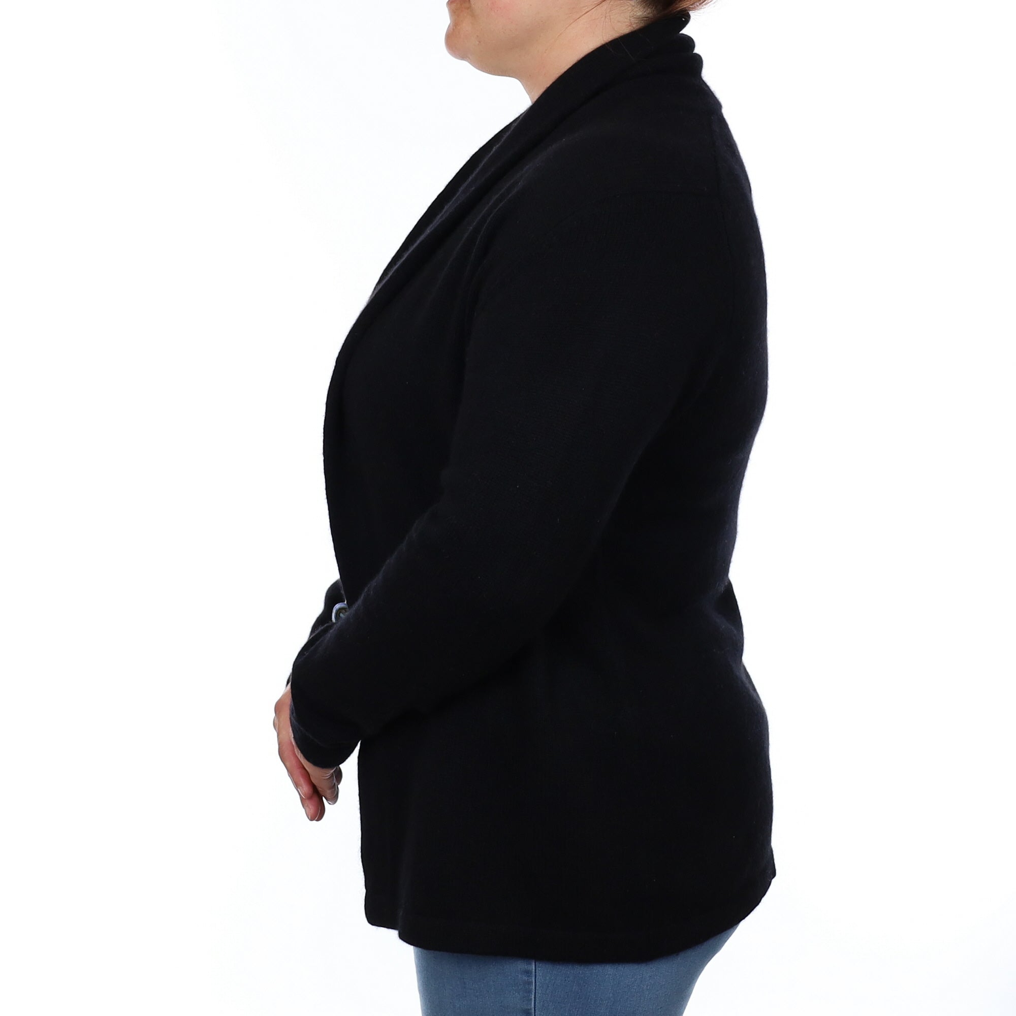 Black Cashmere Edge to Edge Cardigan Large