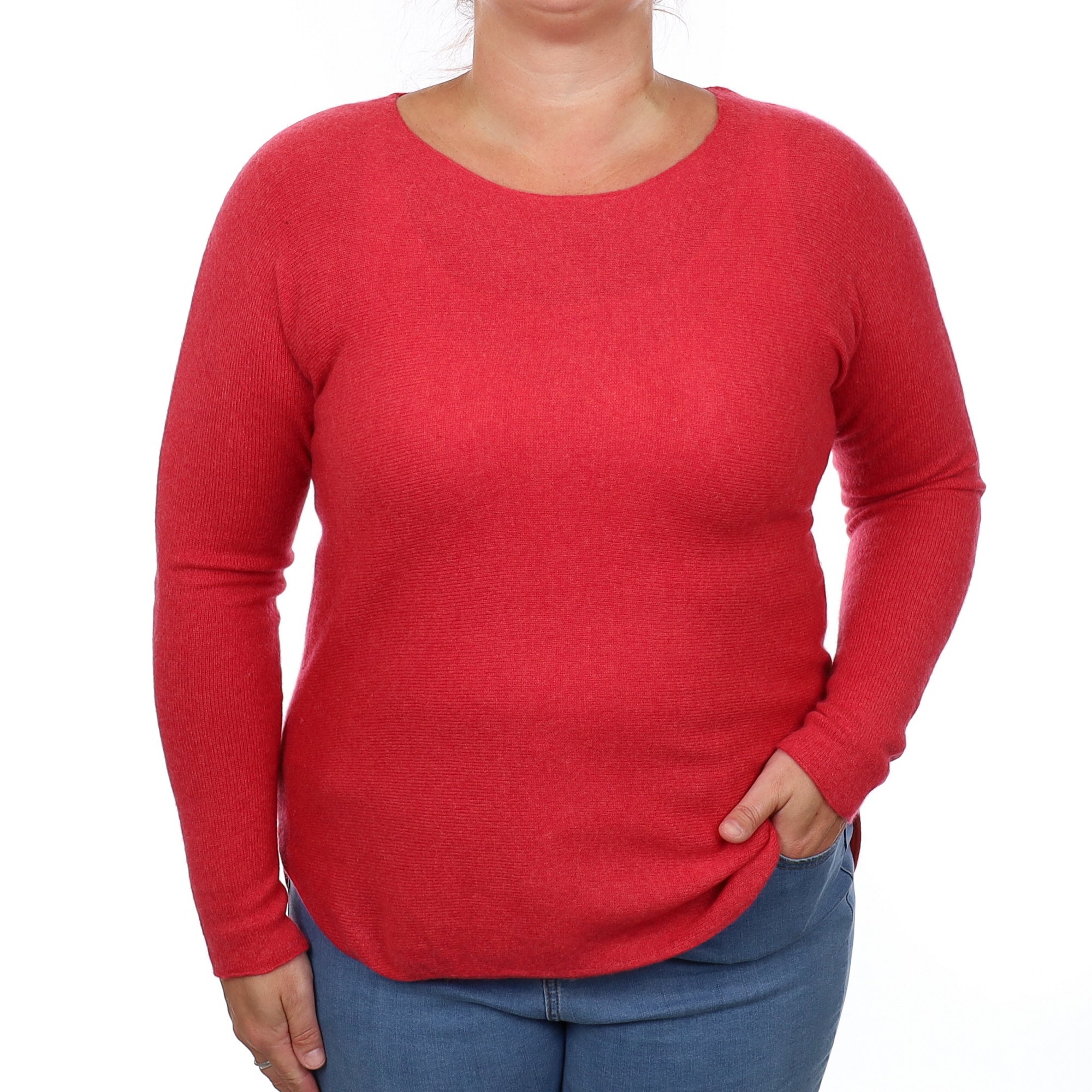 Strawberry Pink Cashmere Batwing Crew Neck Jumper Large