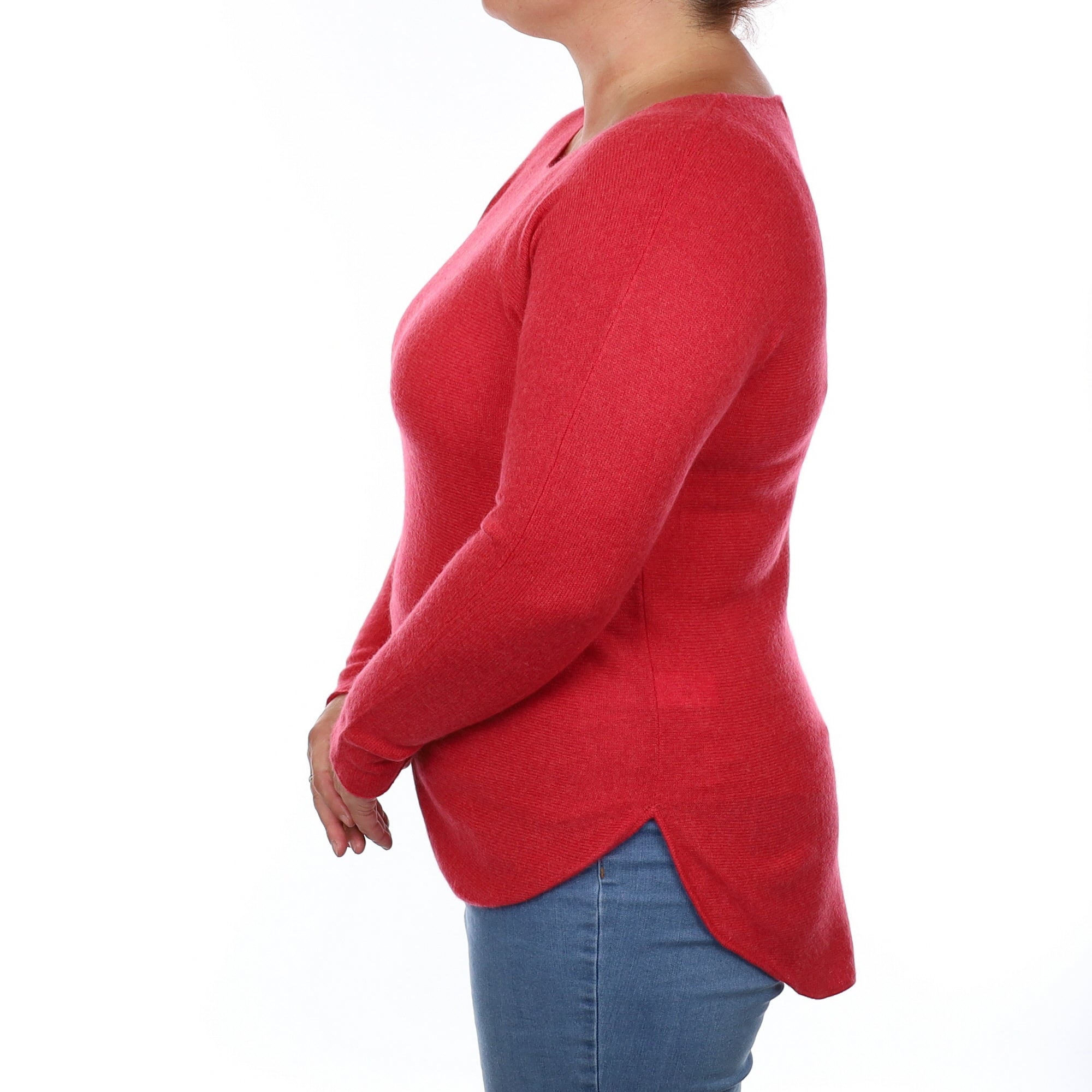 Strawberry Pink Cashmere Batwing Crew Neck Jumper Large