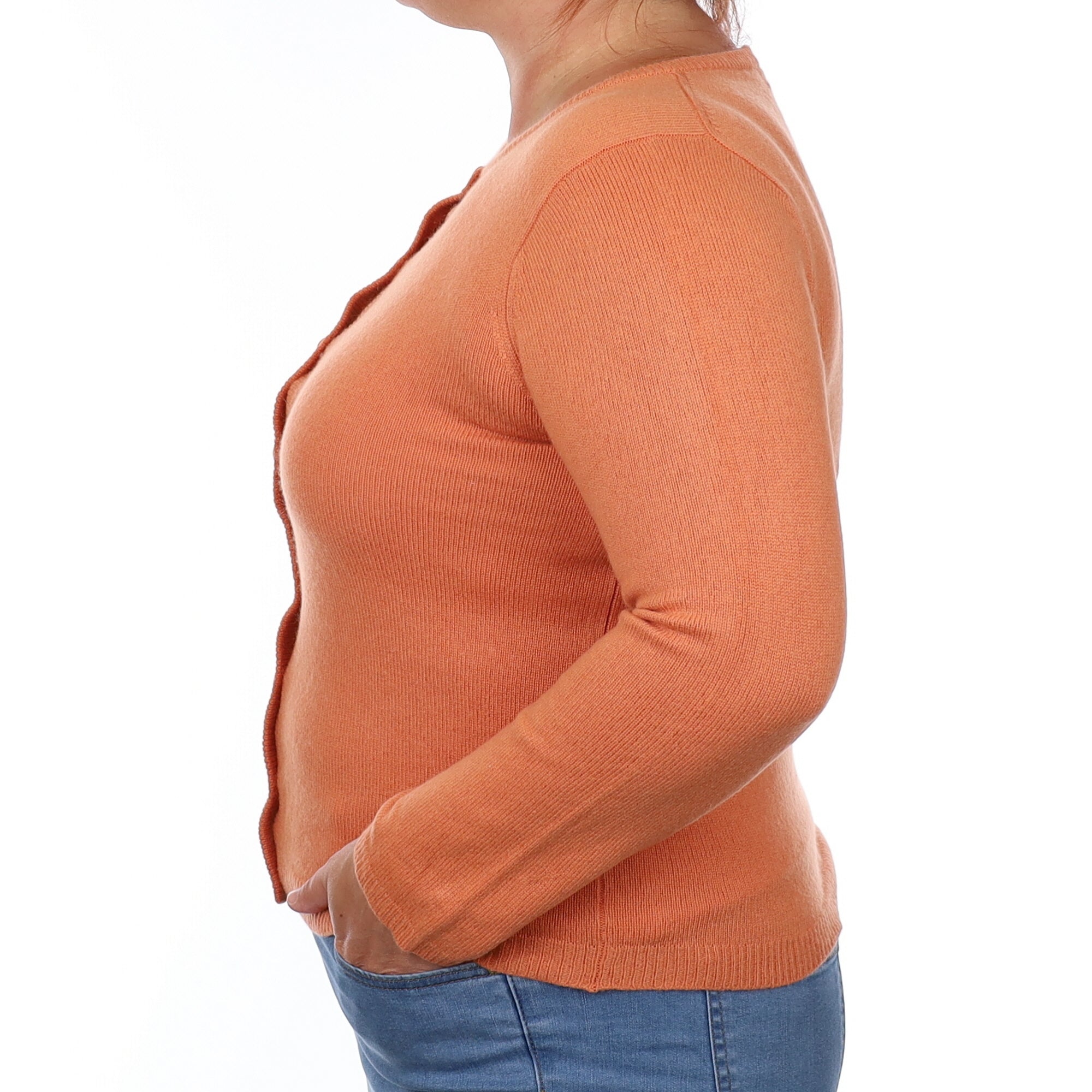 Hazy Peach Cashmere Crew Neck Cardigan Large