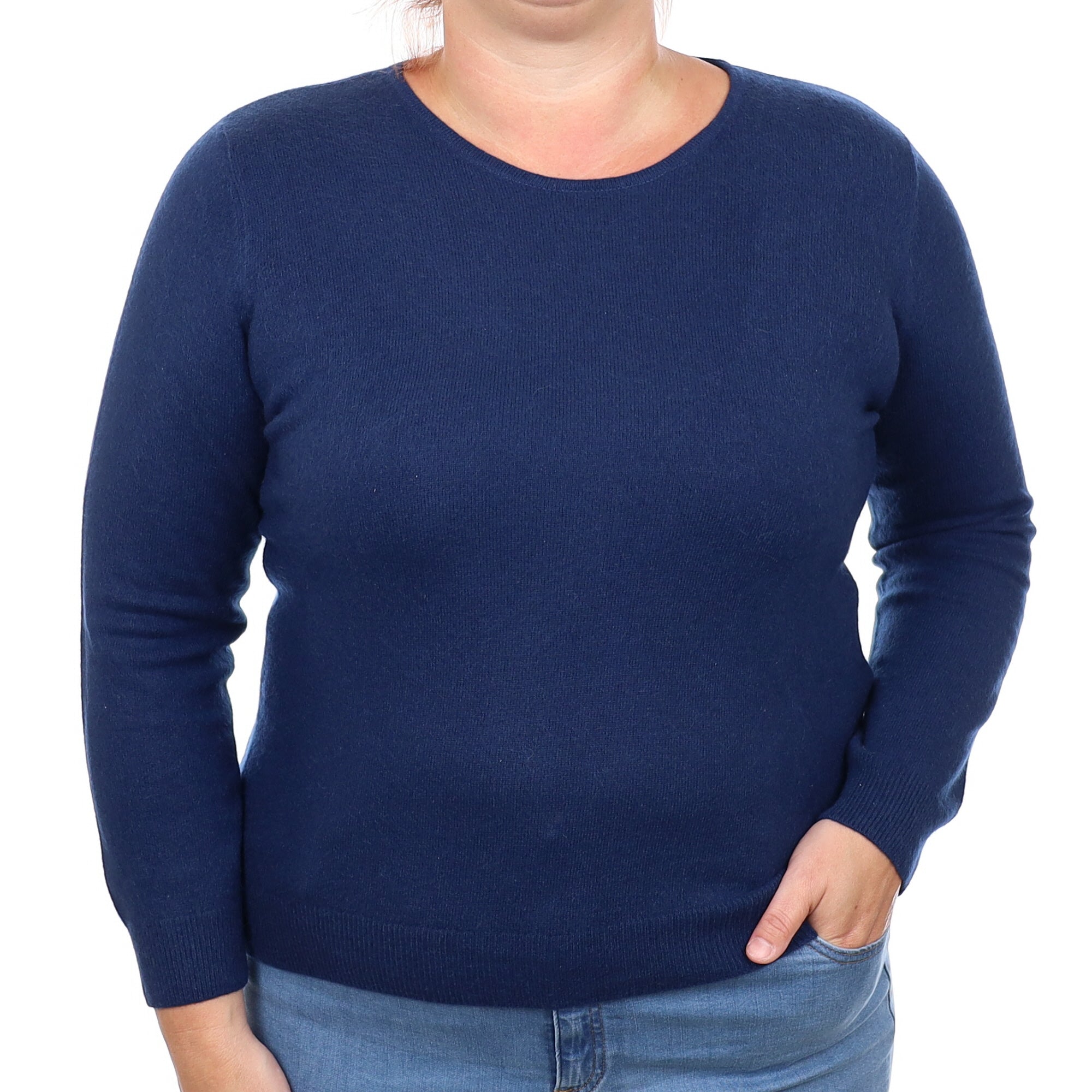 French Navy Cashmere Crew Neck Jumper Large