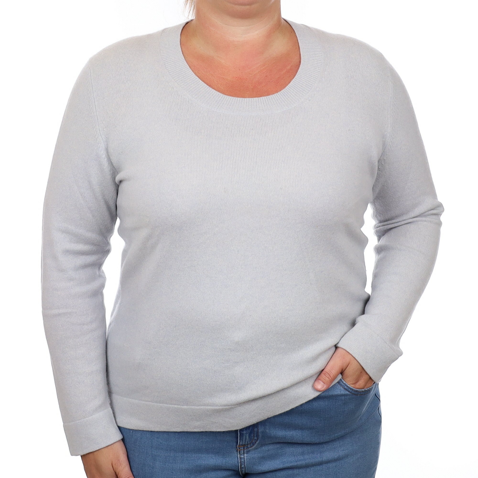 Ice Blue Cashmere Crew Neck Jumper Large