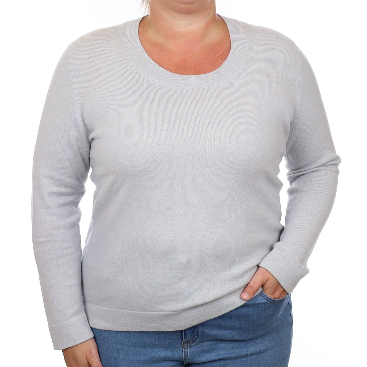Ice Blue Cashmere Crew Neck Jumper Large