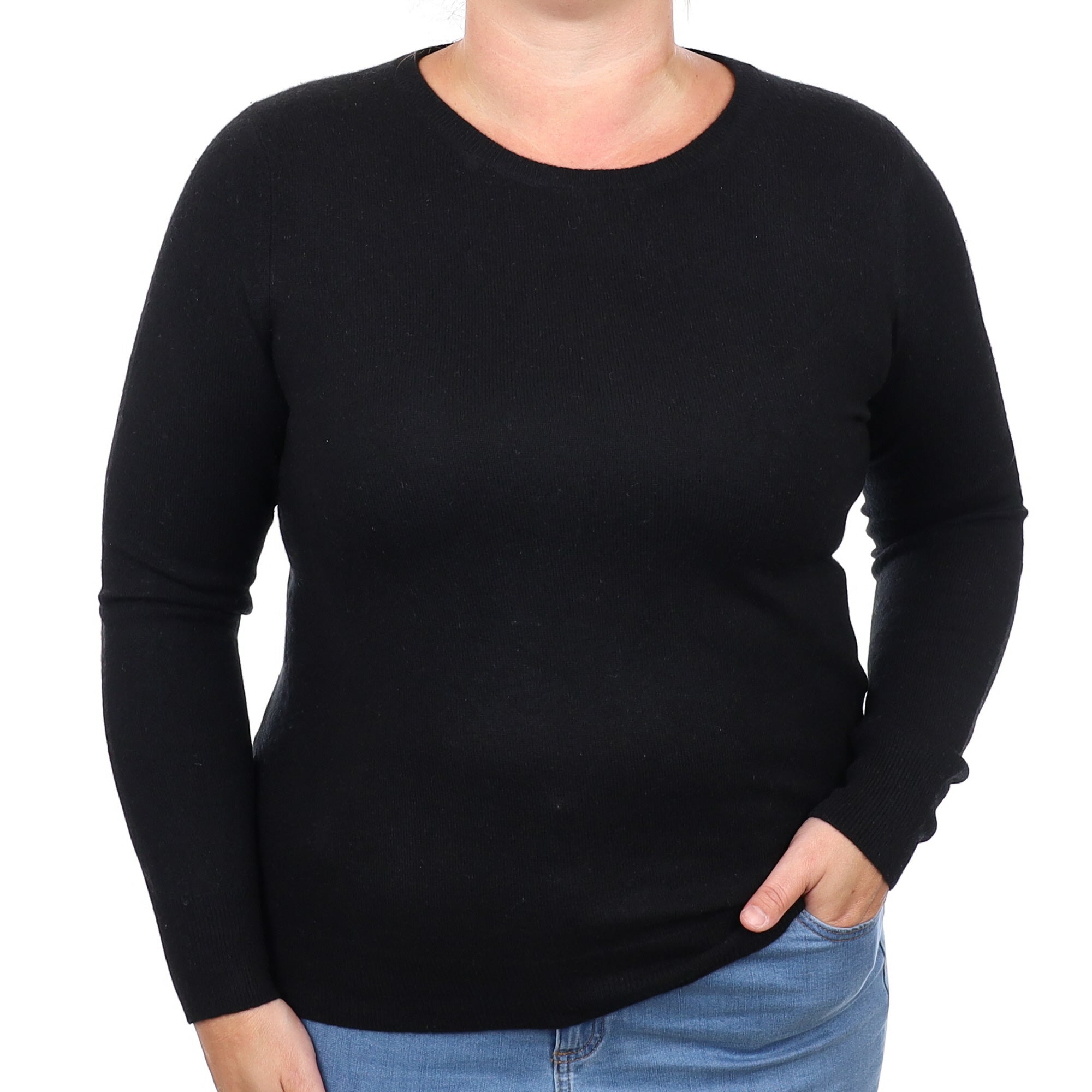 Black Cashmere Crew Neck Jumper Large