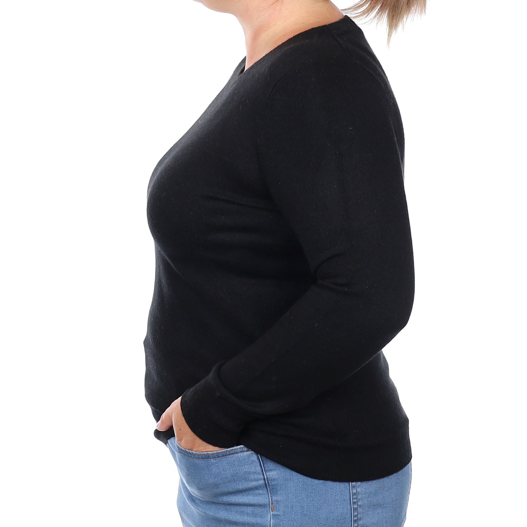 Black Cashmere Crew Neck Jumper Large