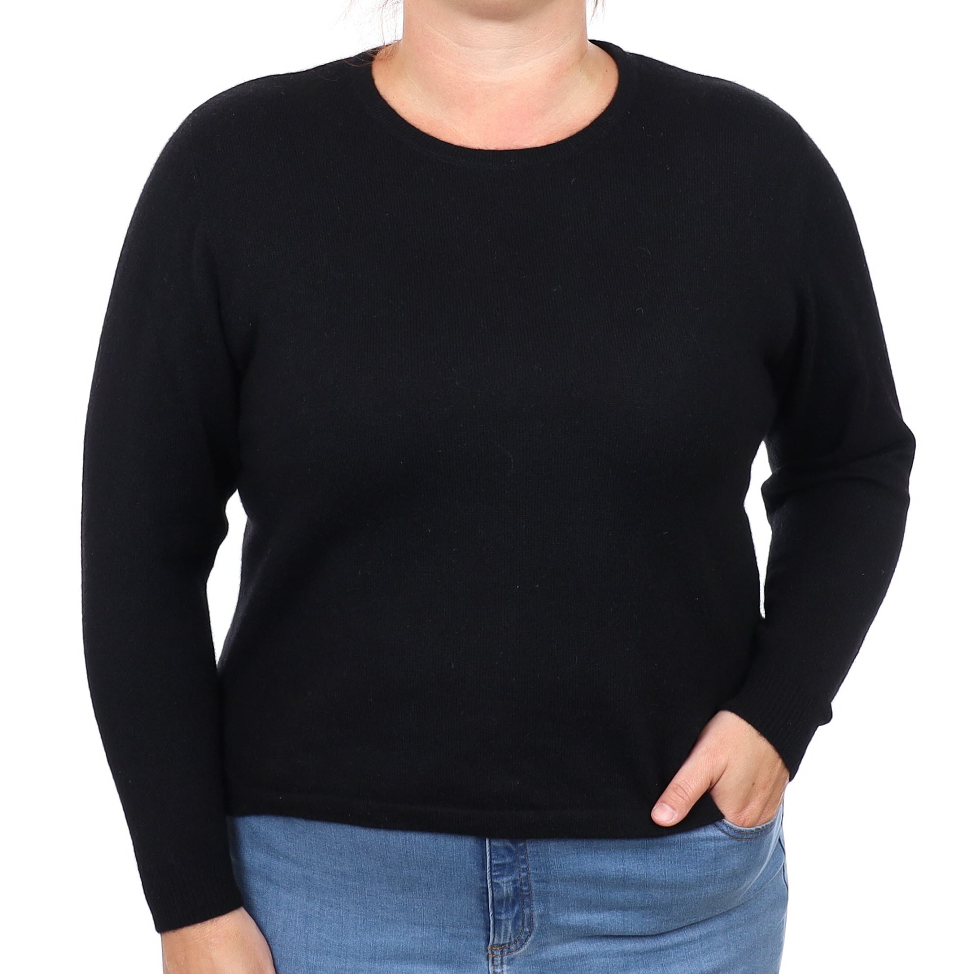 Black Cashmere Crew Neck Jumper Large