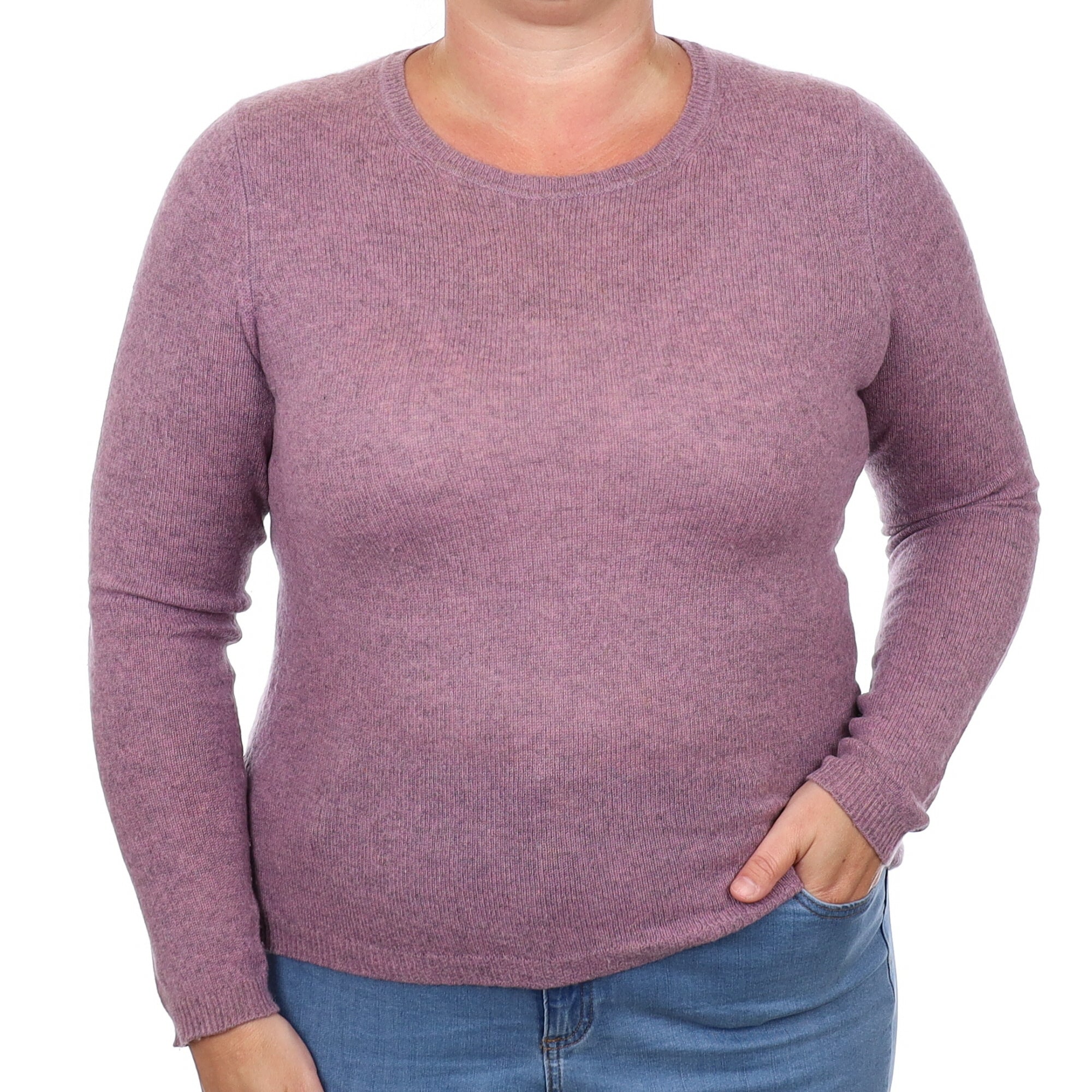 Heather Purple Cashmere Crew Neck Jumper Large
