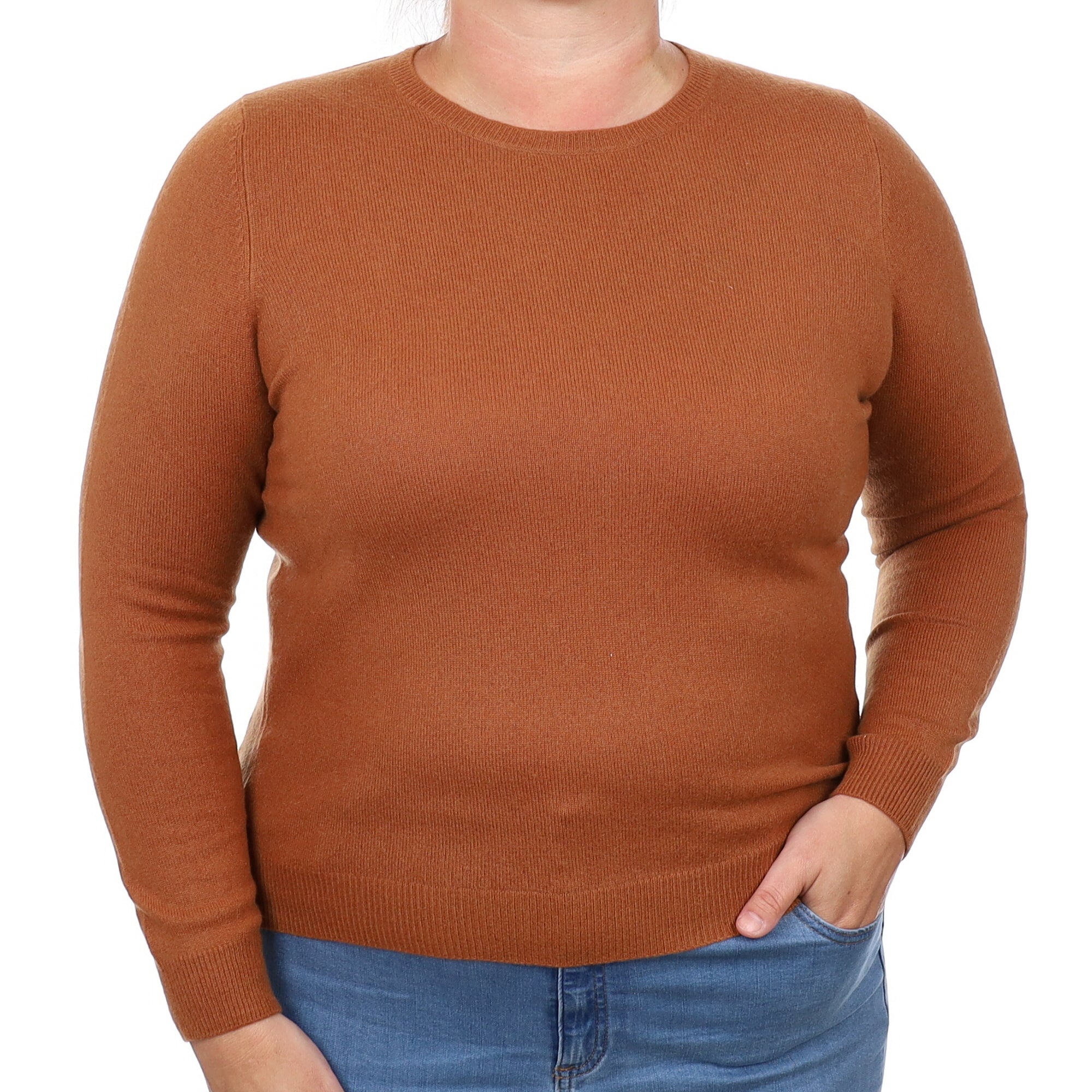Cinnamon Brown Cashmere Crew Neck Jumper Large