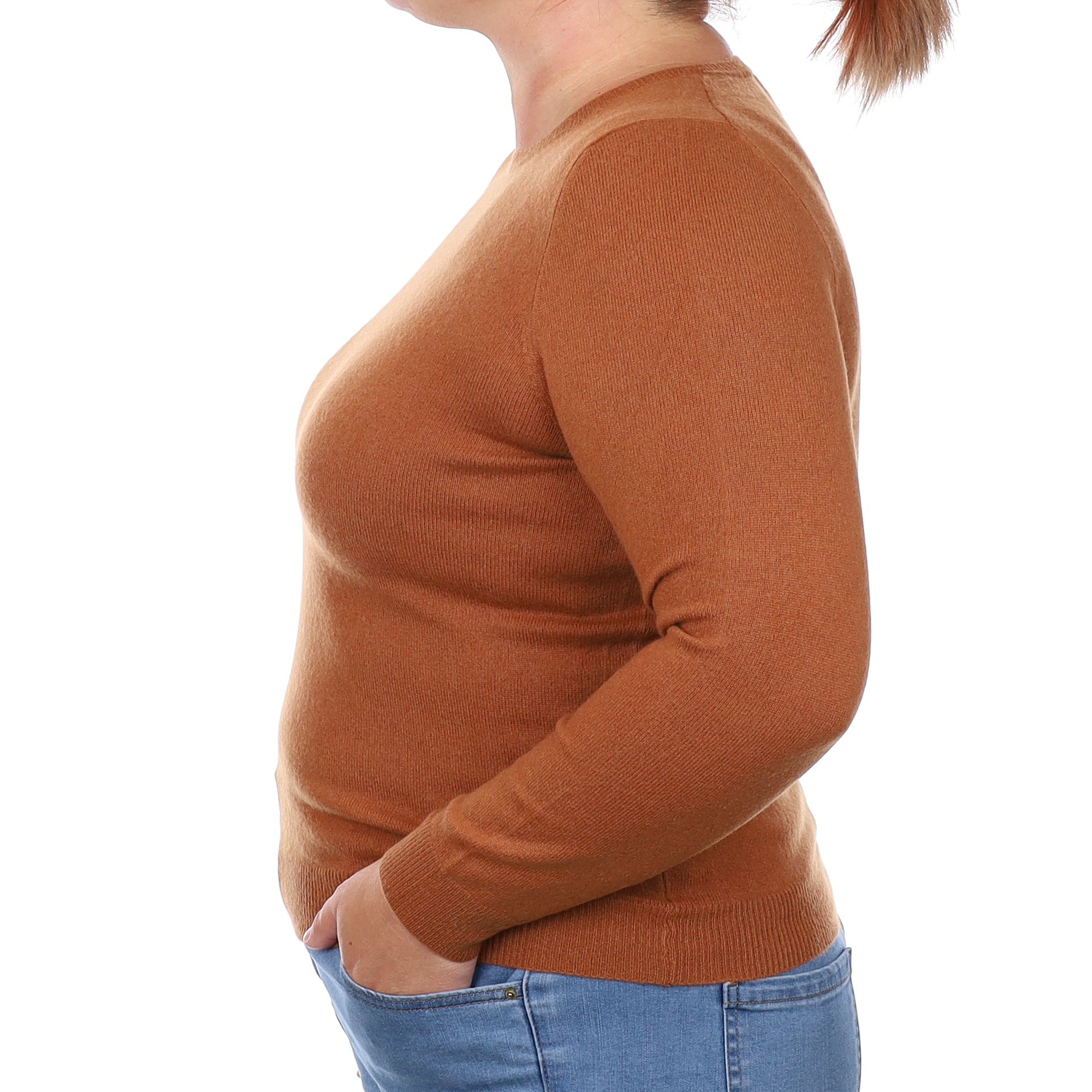 Cinnamon Brown Cashmere Crew Neck Jumper Large