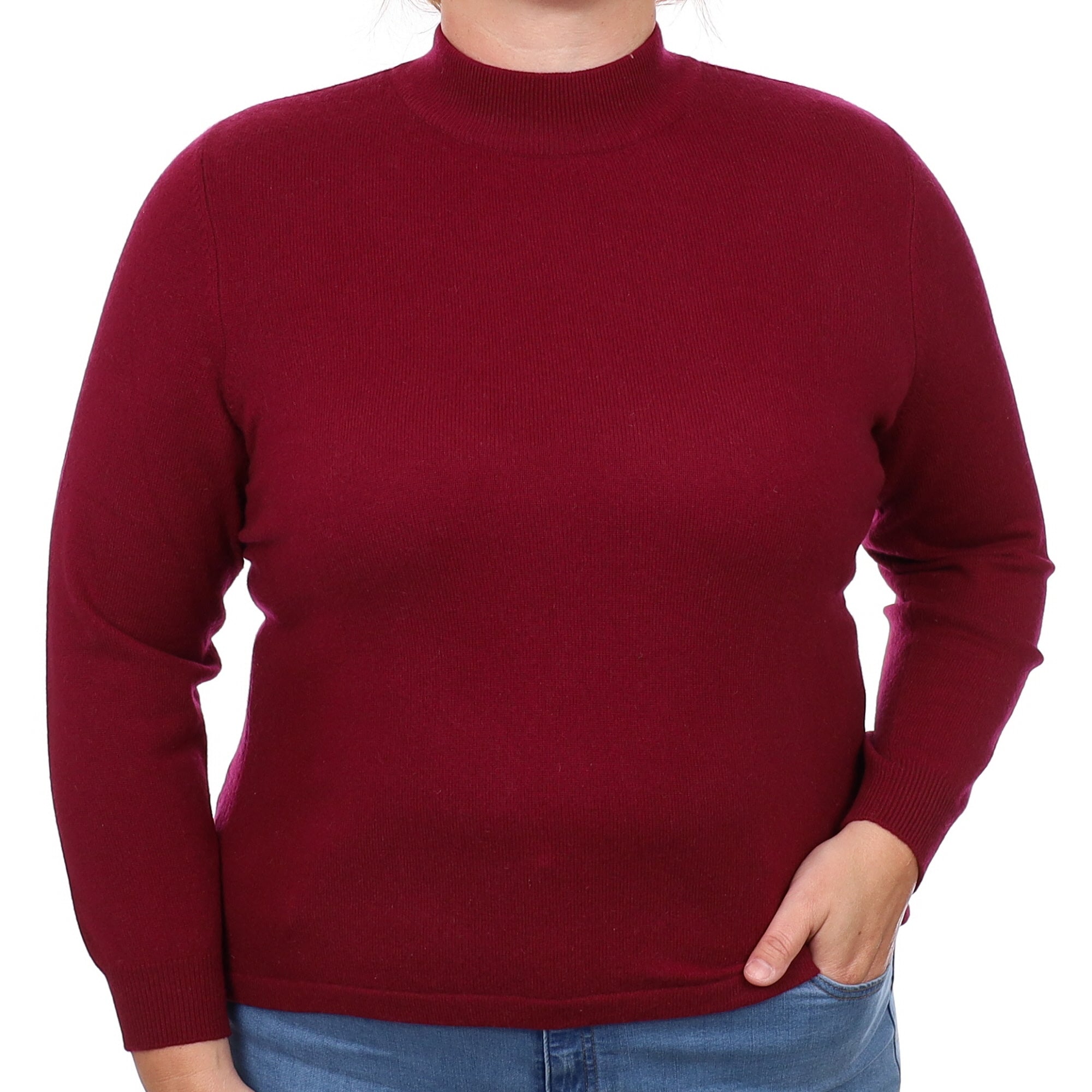 Wine Red Cashmere Turtle Neck Jumper Large