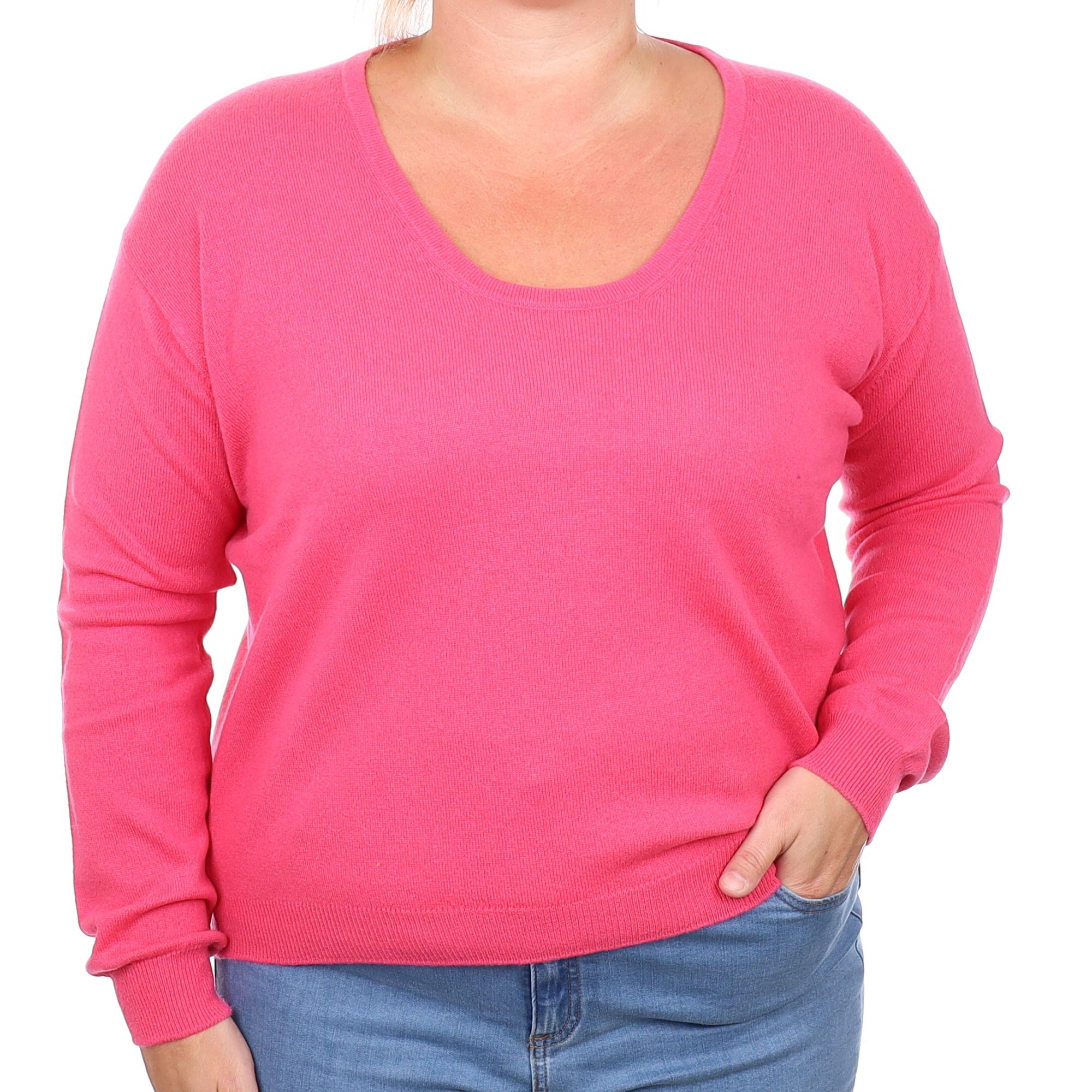 Lupin Pink Cashmere Scoop Neck Jumper Large