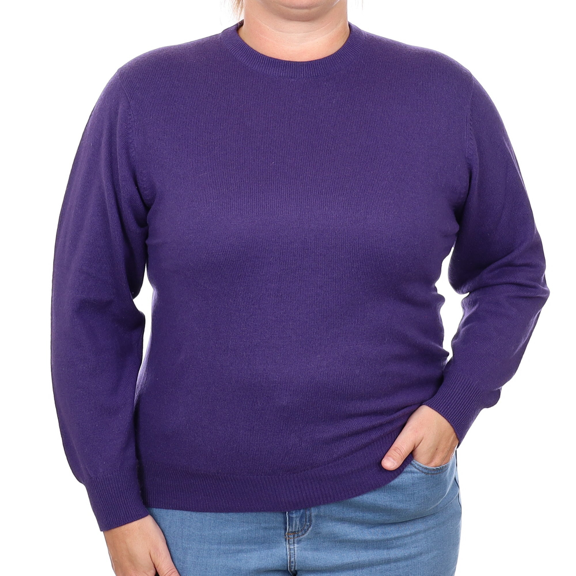 Grape Purple Cashmere Crew Neck Jumper Large