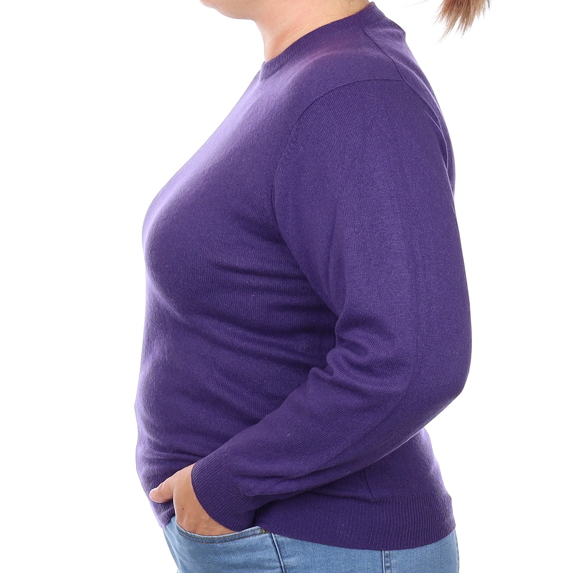 Grape Purple Cashmere Crew Neck Jumper Large