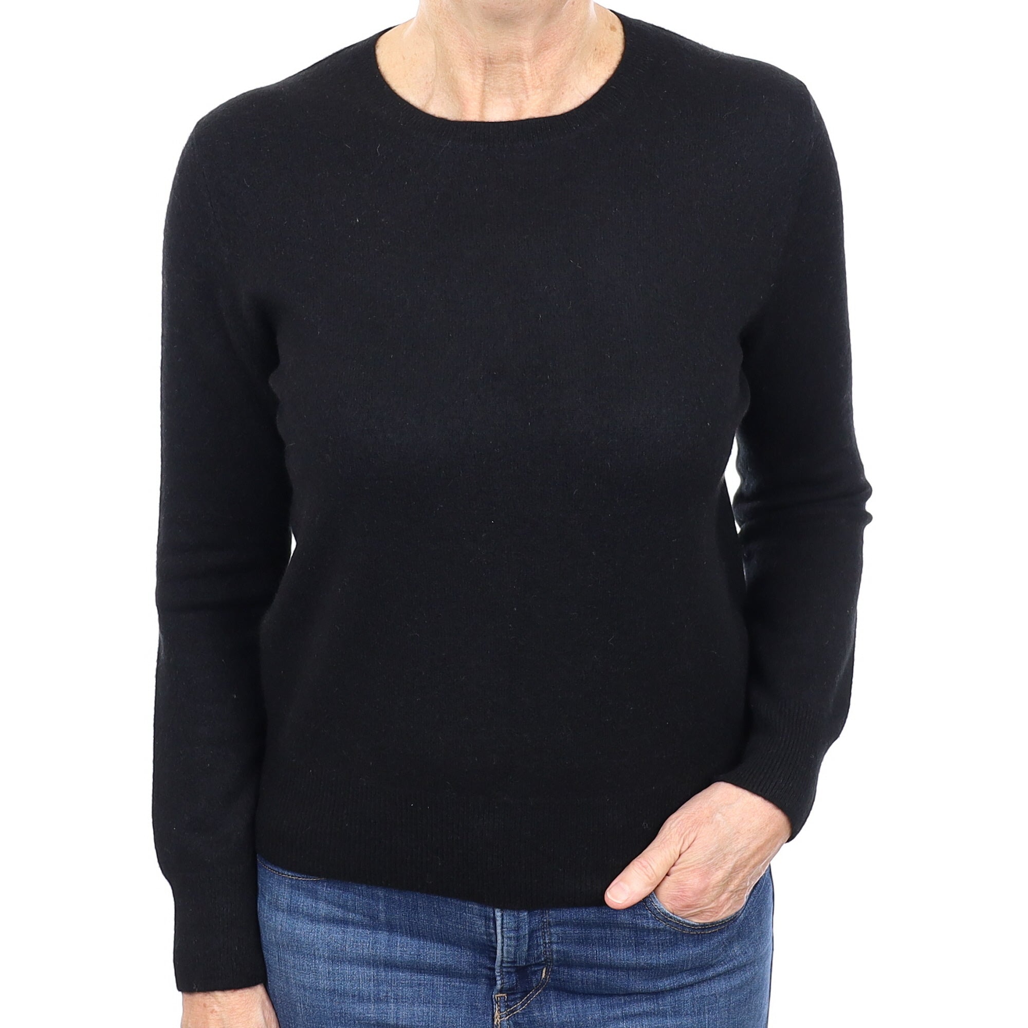 Black Cashmere Crew Neck Jumper Medium