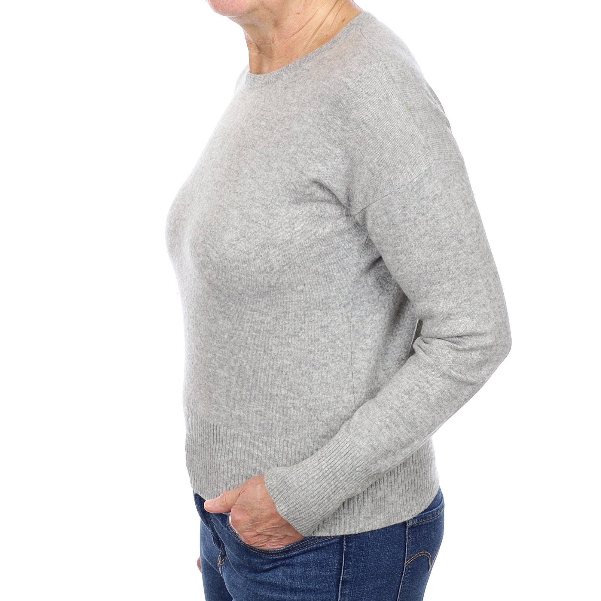 Smoke Grey Cashmere Crew Neck Jumper Medium
