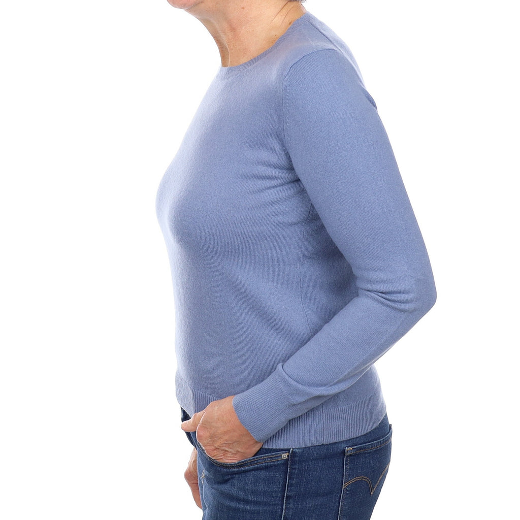 Dusty Blue Cashmere Crew Neck Jumper Medium