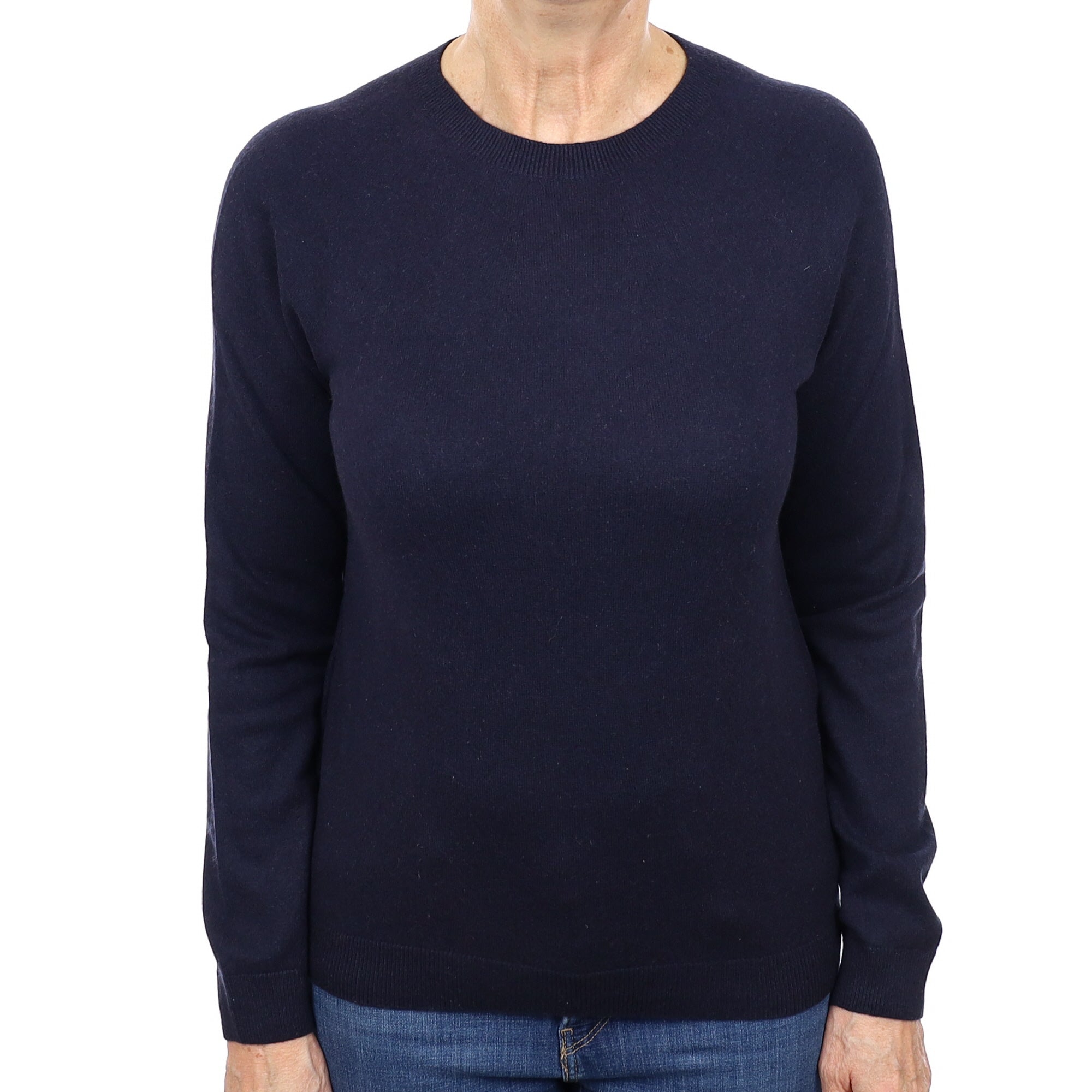 Dark Navy Cashmere Crew Neck Jumper Medium