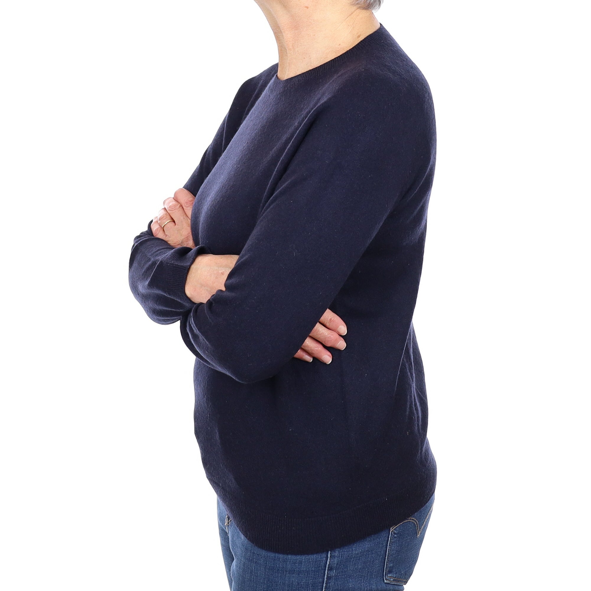 Dark Navy Cashmere Crew Neck Jumper Medium