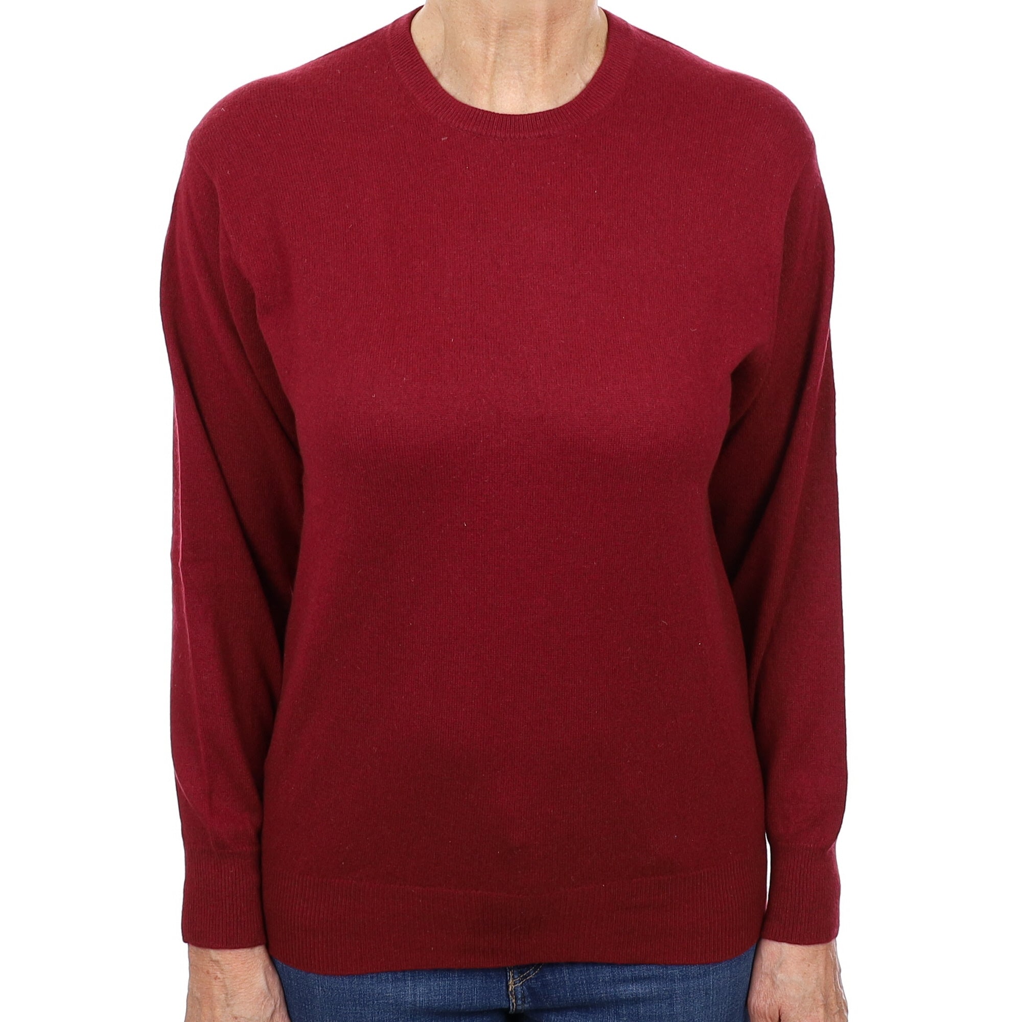 Burgundy Red Cashmere Crew Neck Jumper Medium