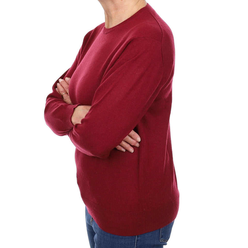 Burgundy Red Cashmere Crew Neck Jumper Medium