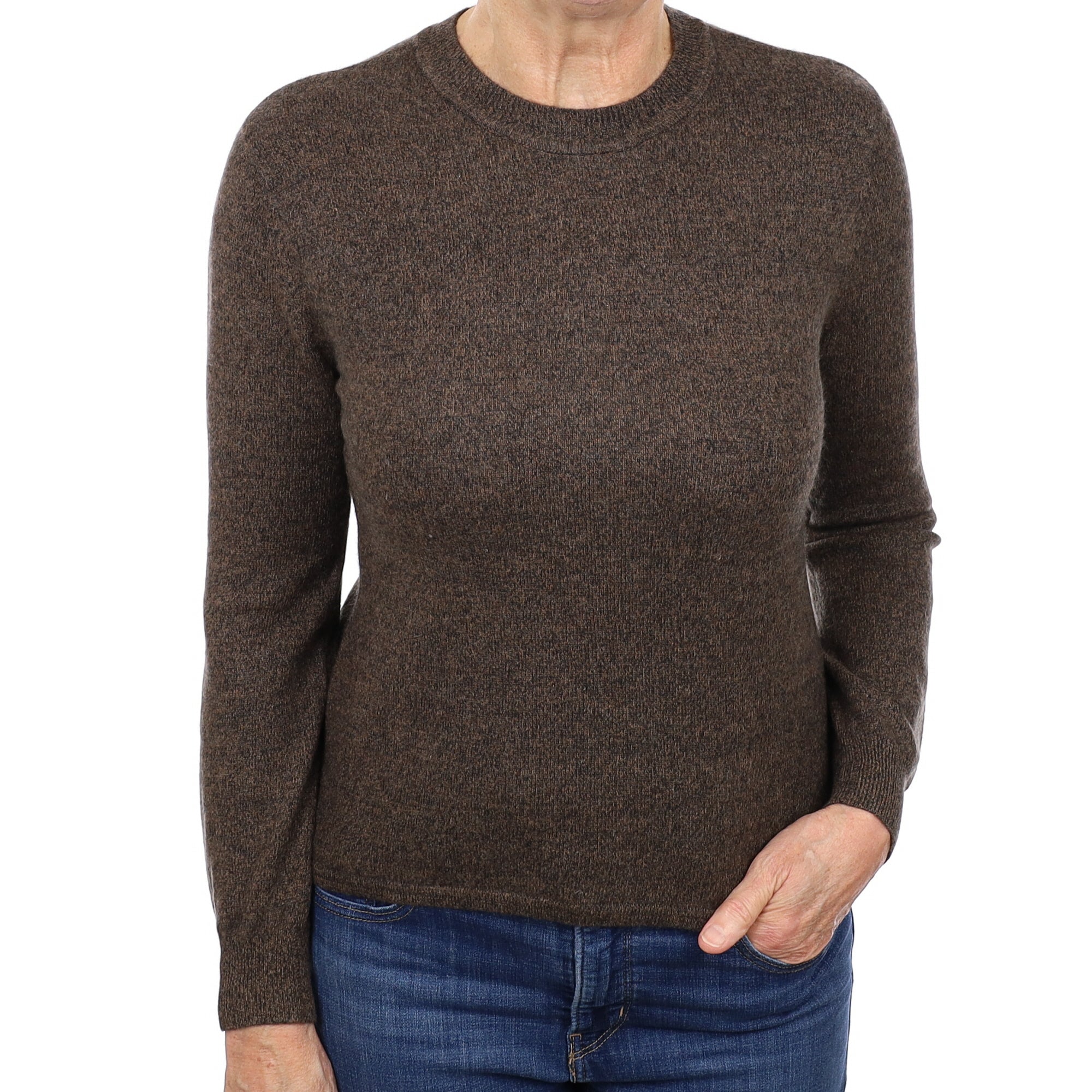 Peppercorn Marl Cashmere Crew Neck Jumper Medium