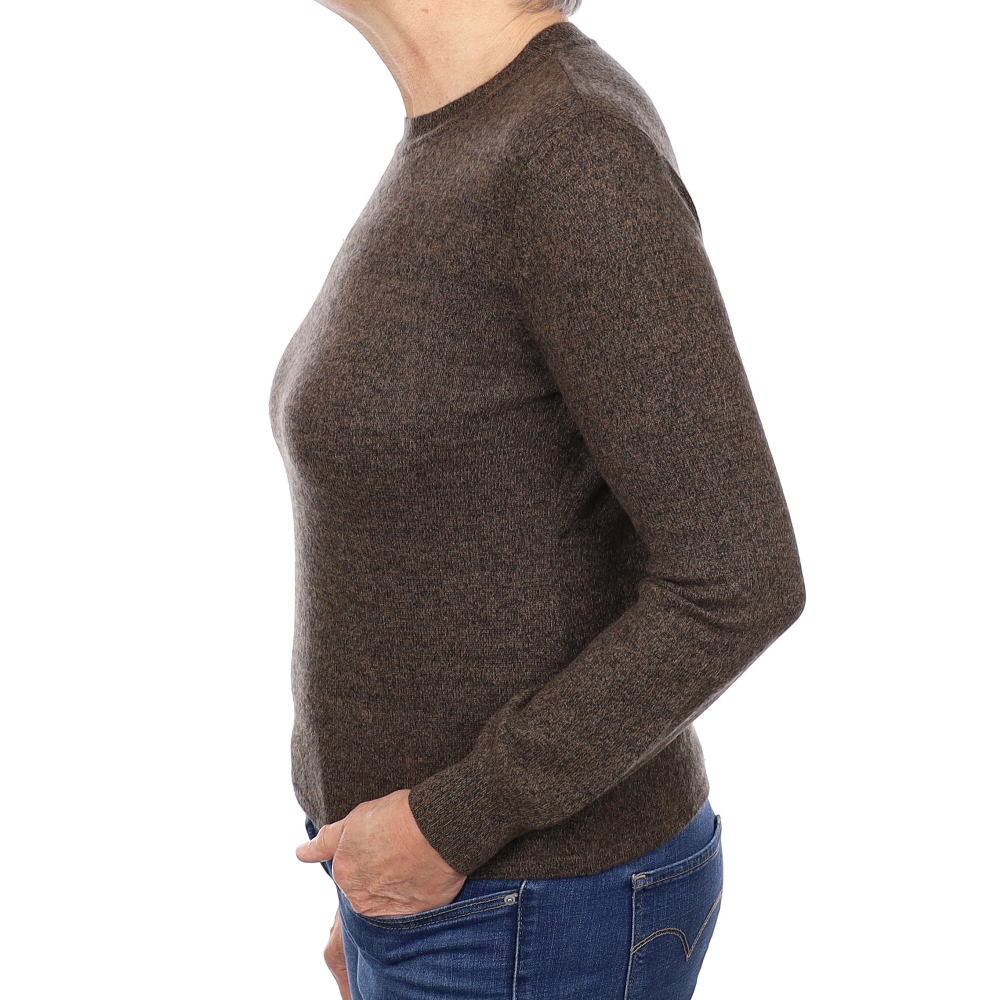 Peppercorn Marl Cashmere Crew Neck Jumper Medium