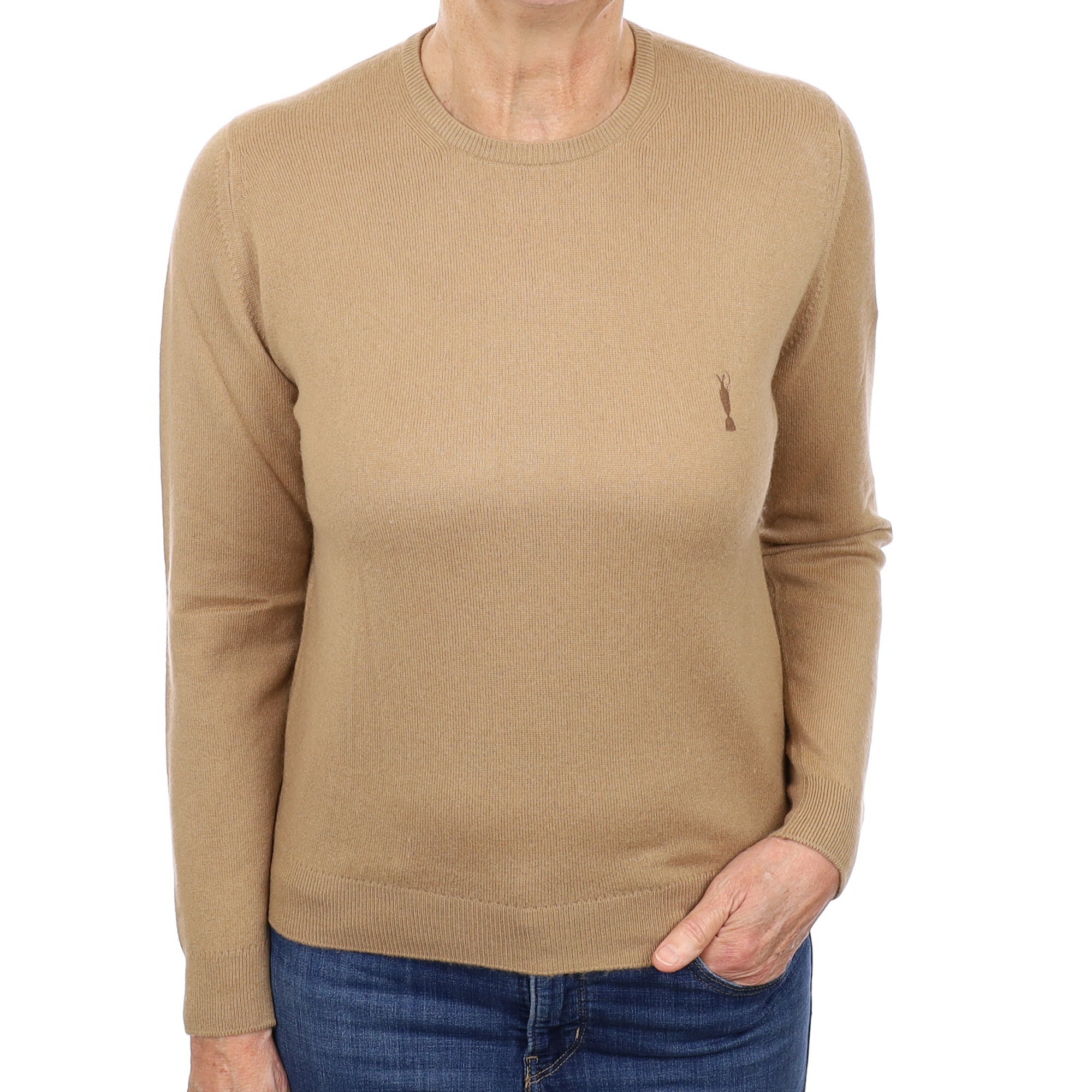 Scottish Camel Cashmere Crew Neck Jumper Medium